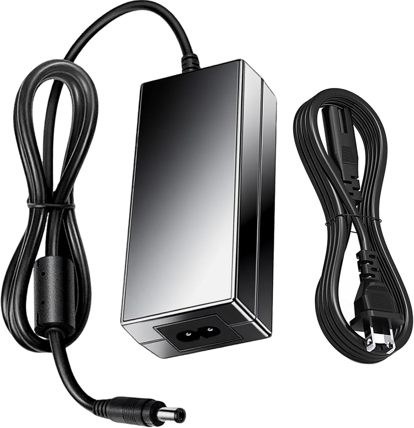 The Metasources 24V AC/DC Adapter with its detachable AC power cord, showing the input and output connections.