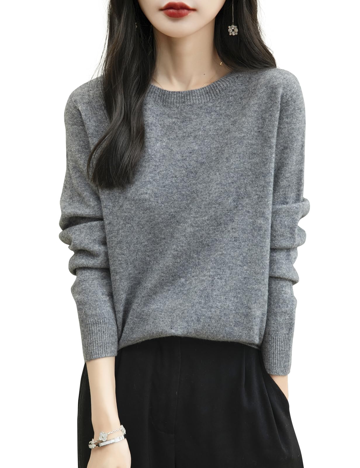 Chanyarn Women's 100% Merino Wool 2025 Fall Winter First-Line Ready to Wear Long Sleeve Seamless Knit Crewneck Sweater