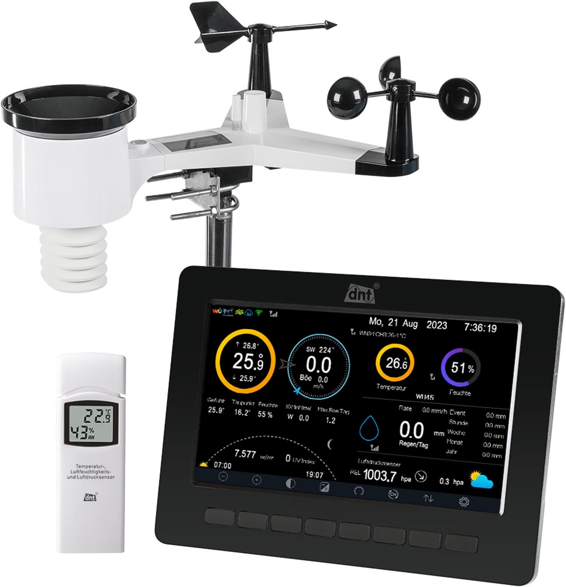 DNTWiFi weather station WeatherScreen PRO, weather and room climate always under control, data logger function, app, DNT000008