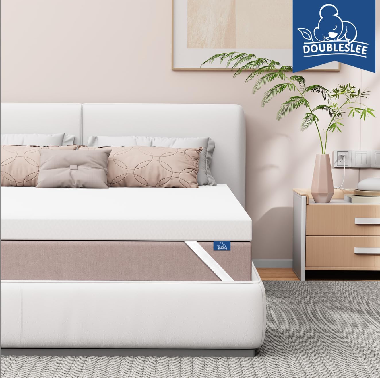 3 Inch Memory Foam Mattress Topper Double Bed, Gel-Infused Cooling Orthopedic Mattress Topper for Back Pain Relief, Dual-Layer Think with Washable Cover 135x190x7cm