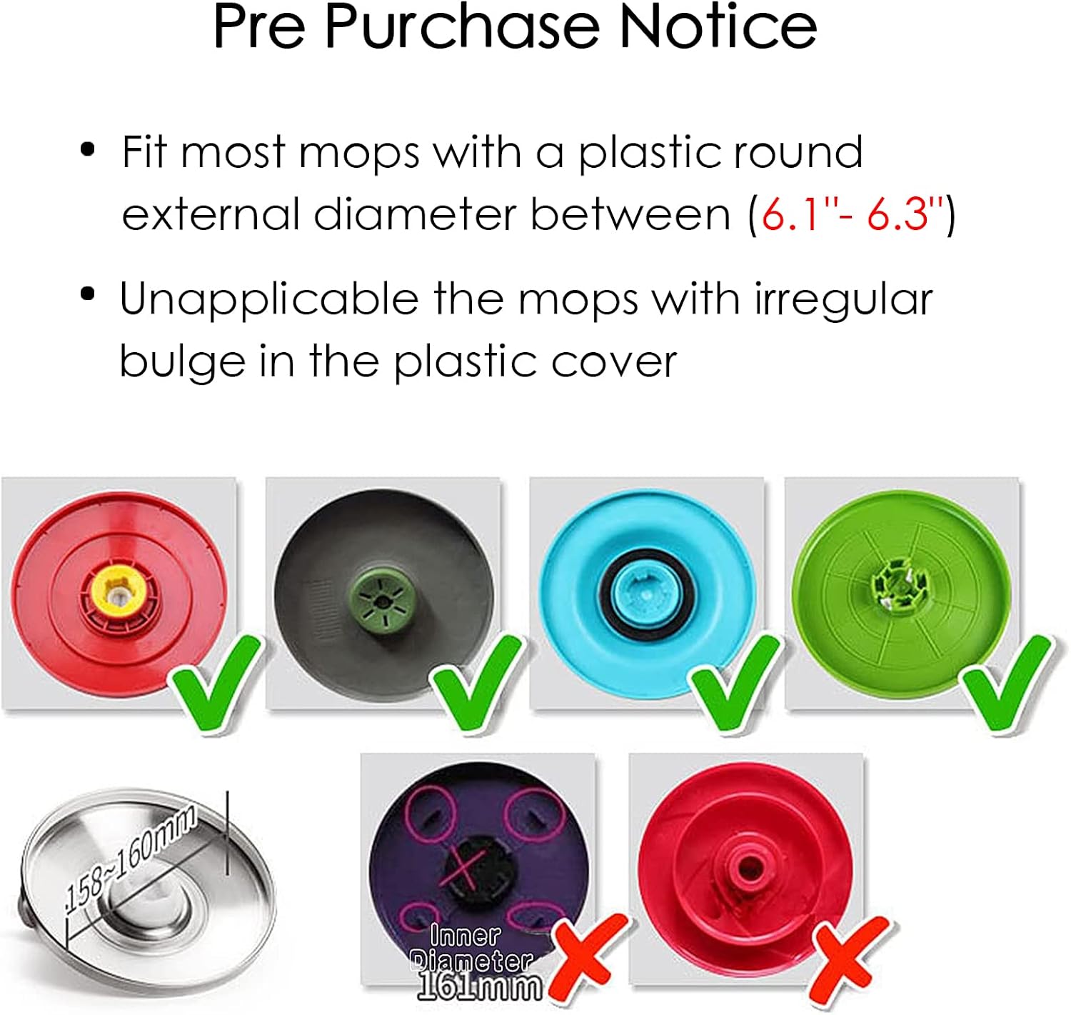 Spin Mop Replacement Head 5 Pack Magic Mop Refill for Hurricane 360° Spin Mop Systems, Microfiber Spin Mop Head, Round Shape Standard Universal Size