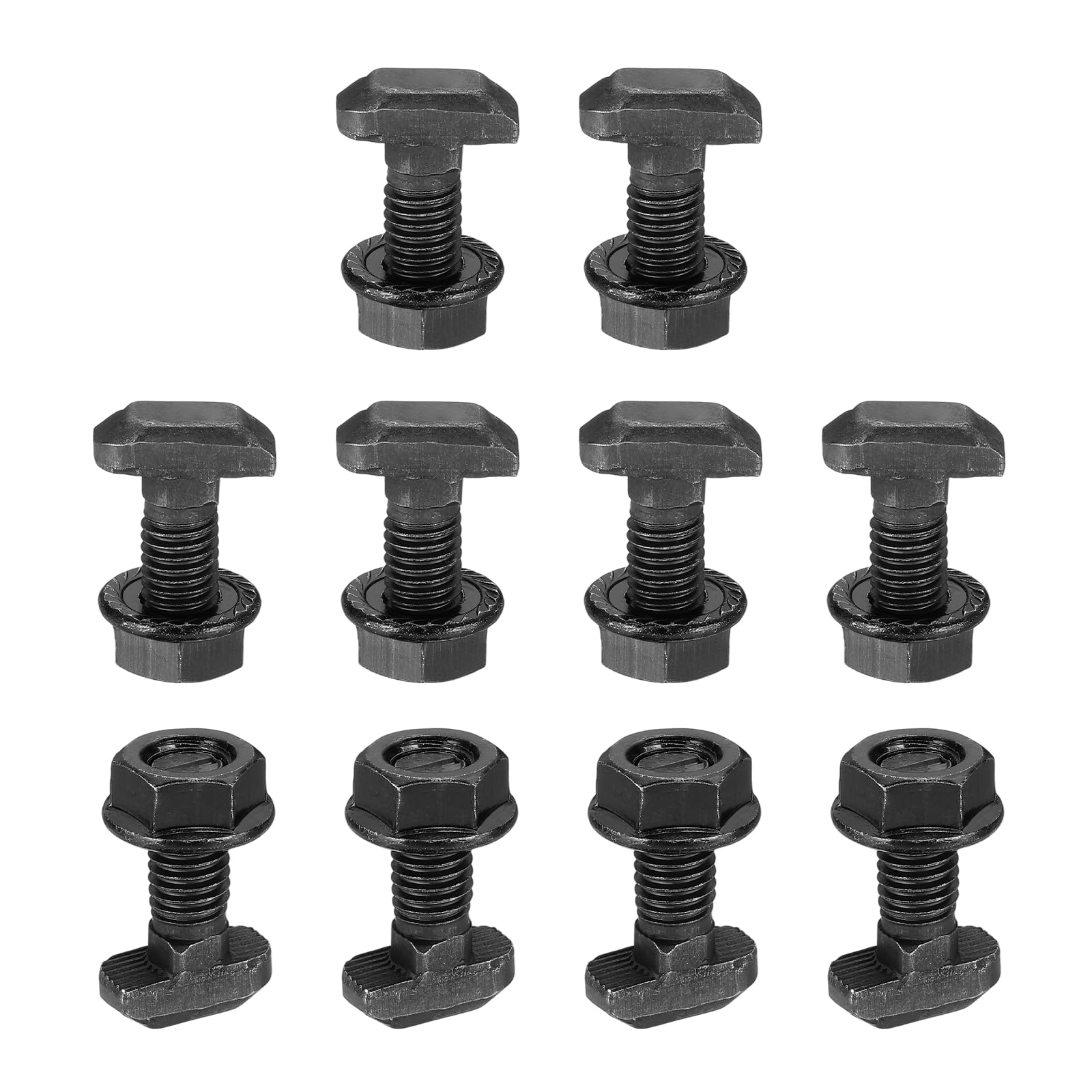 PATIKIL M8x20mm T-Slot Bolts, 10 Sets Drop-in Bolt Hammer Head with Hexagon Flange Nuts T-Bolt Stud Sliding Screw for 40 Series Aluminum Extrusion Profile, Black
