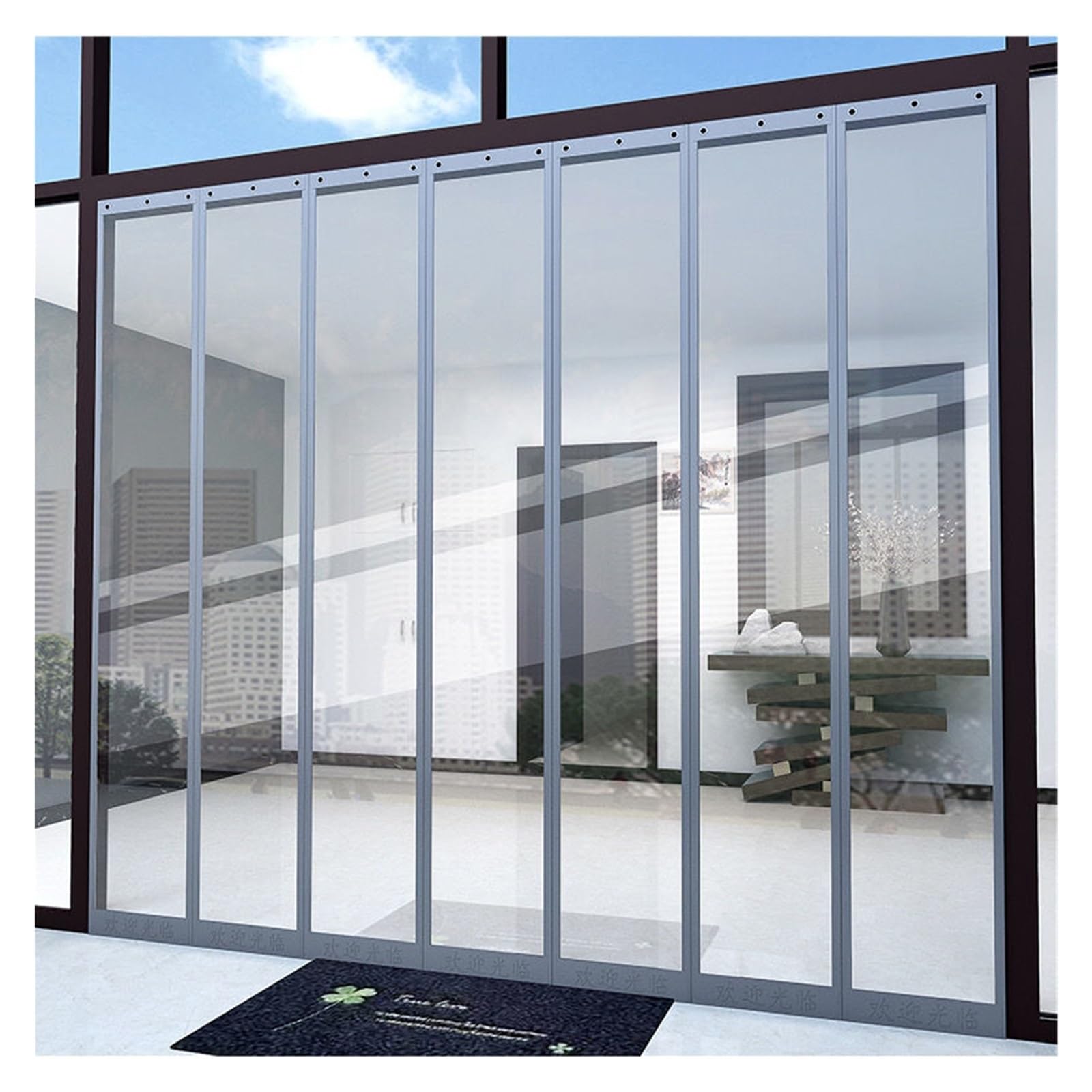 GSCLZ Windproof Door Curtain PVC Transparent Soft Hanging Strip Decor Screen Indoor Outdoor Heat Insulation(Wide45cm Thick1.6cm,High 250cm)
