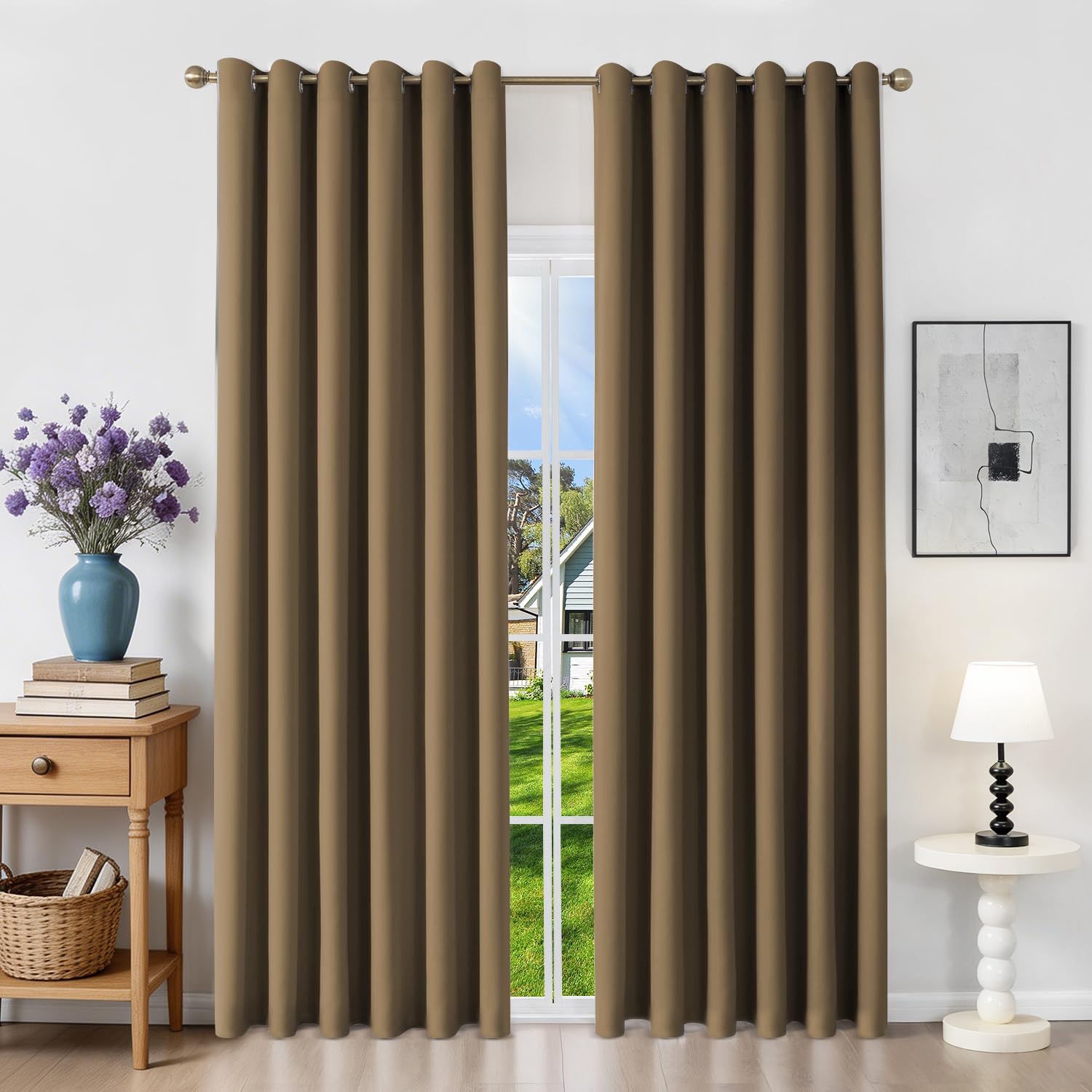 Runyéla Verdunklungsvorhänge mit Ösen Gardinen 2er Set, Vorhänge Blickdicht Thermovorhang Hitzeschutz, Ösenvorhang Thermogardine für Schlafzimmer Wohnzimmer Blackout Curtain