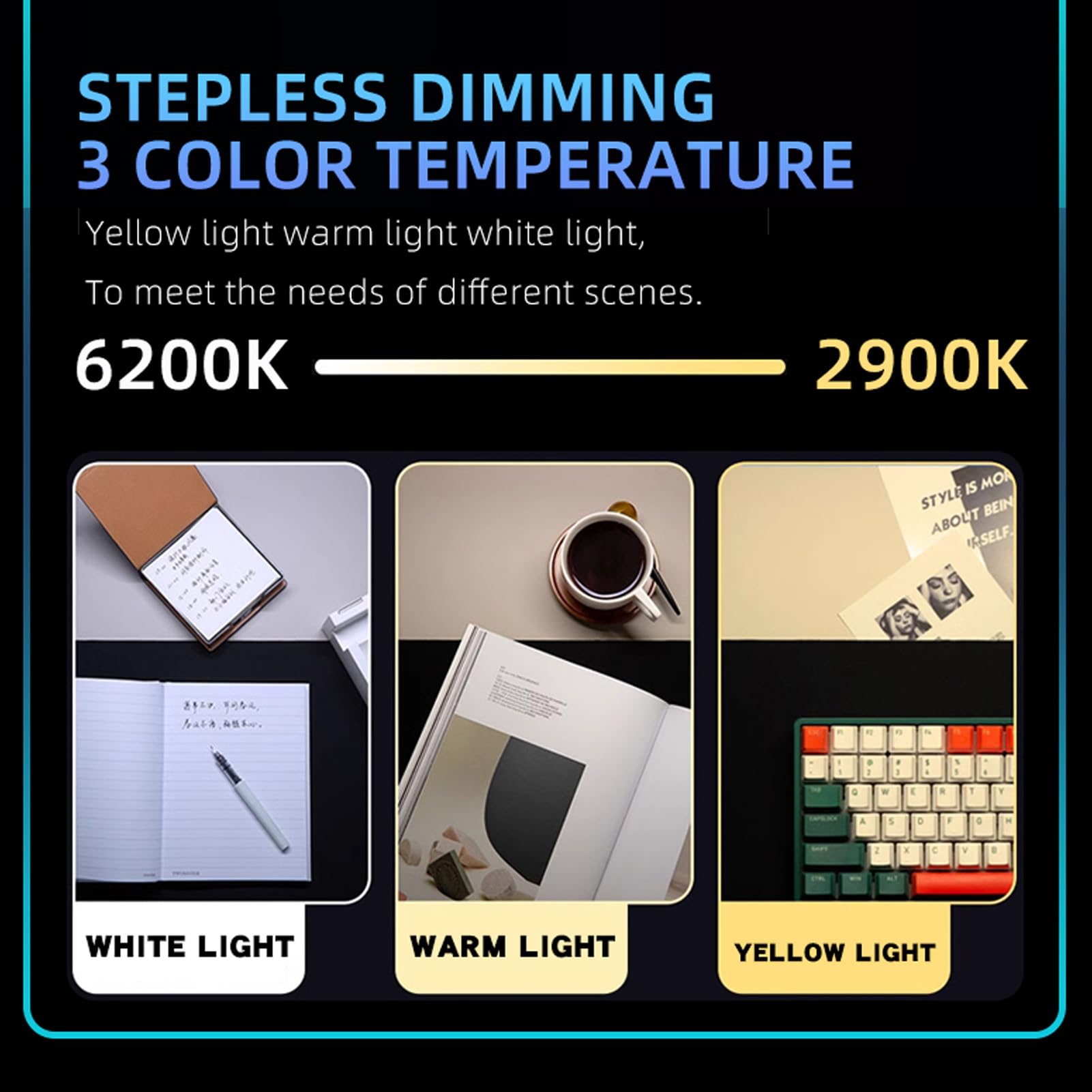Barra Luminosa per Monitor di Computer, Regolazione Continua da 300 Lm Lampada da Scrivania per Monitor a Doppia Luce Barra Luminosa per Schermo RGB Protezione per gli Occhi