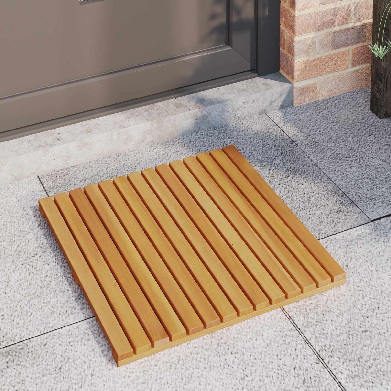 Set di 2 tappetini da bagno in legno, 50 x 50 cm, antiscivolo, in legno oliato, per bagno e balcone, per il benessere