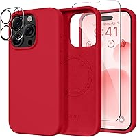 Vista 12 de GONEZ Funda de silicona para iPhone 14 Pro Max, compatible con MagSafe, con protector de pantalla + protector de lente de cámara, silicona líquida a