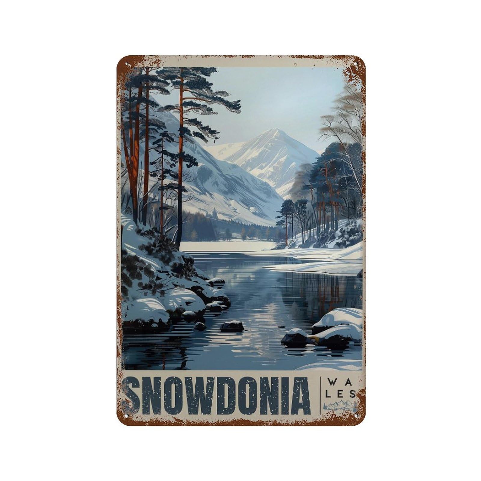 xiaoxiaoshen Travel Snowdonia Snowy Scene Wall Decor Art Metal Tin Poster Modern Home Decor Art Home Bar Shop Decorations Vintage Sign 30x20cm