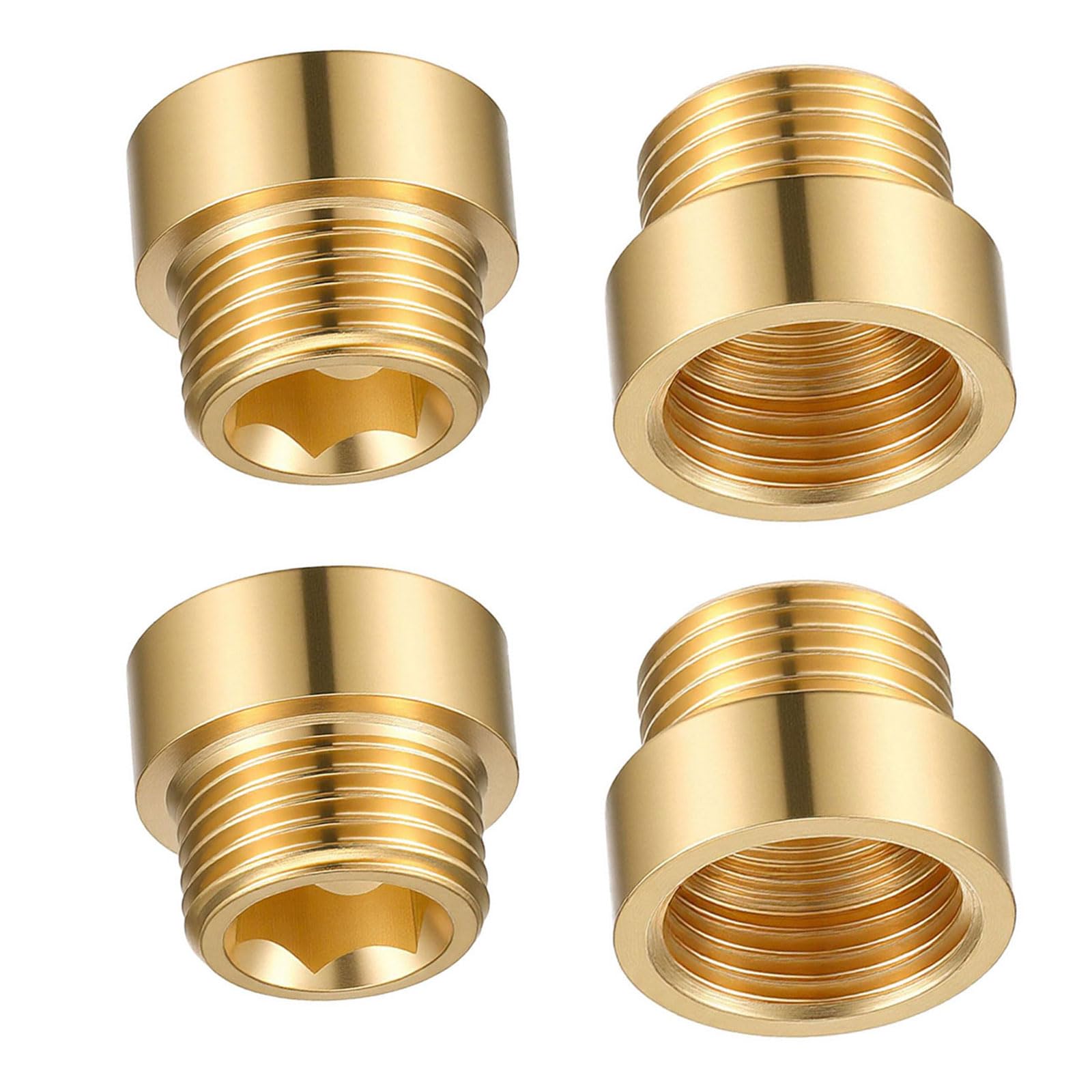Carotoe 4Pcs 10Mm Brass Extension Fittings With Fine Threads For Shower Head And Bathtub Faucet Brass Shower Head Adapter