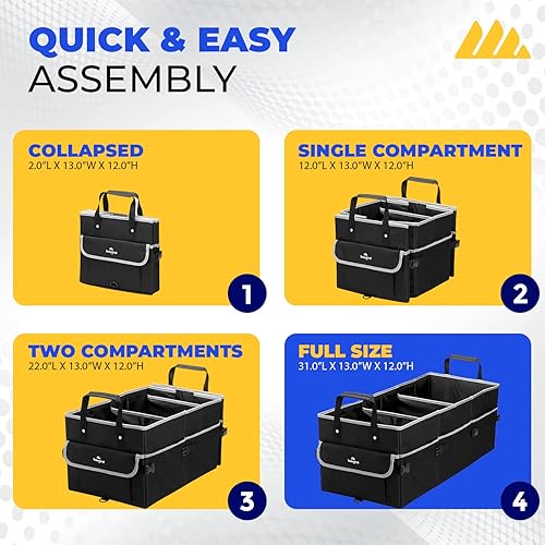 Miniatura 4 de Integral Organizador de maletero premium con bolsas de compras reutilizables y hielera, contenedor de almacenamiento plegable con bolsa térmica