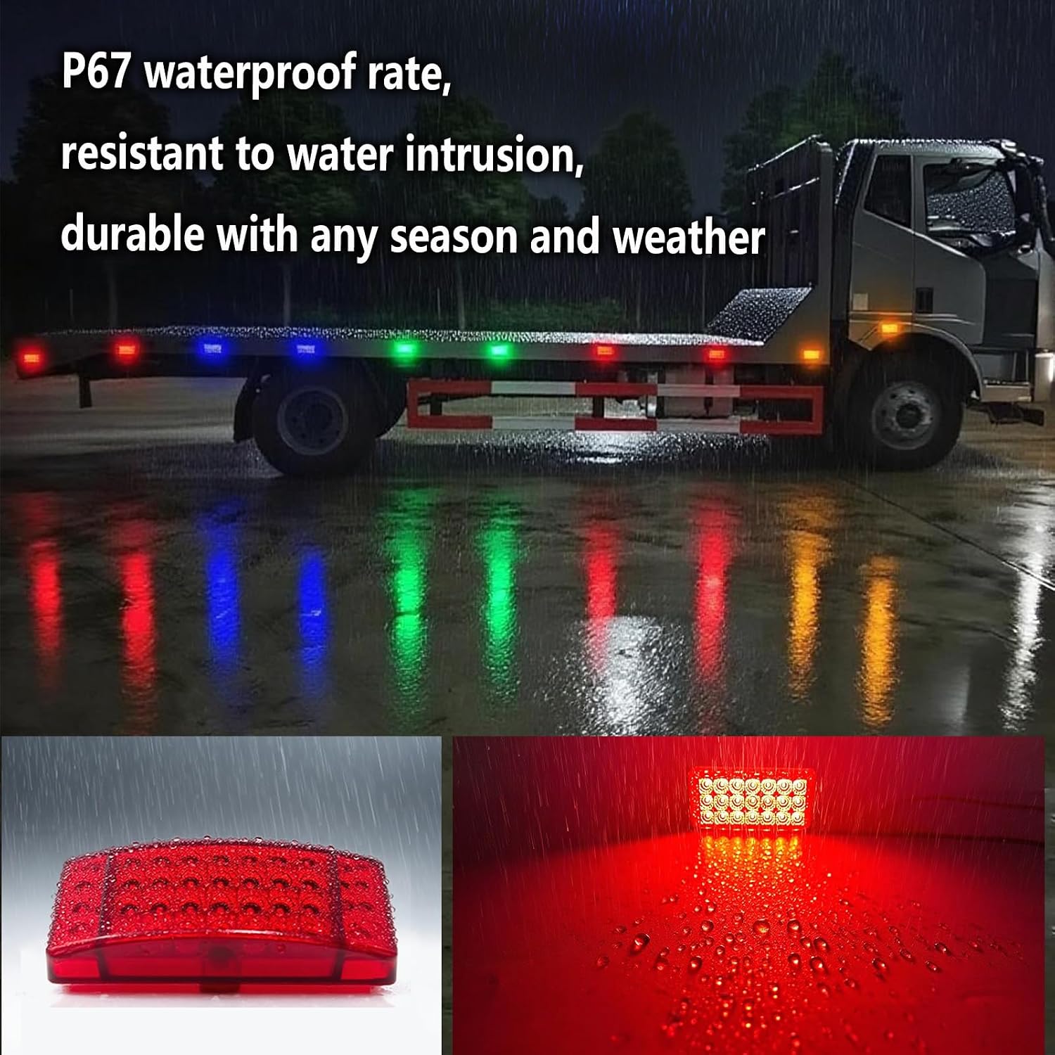 4Pcs 5.8" Red 21LED Side Marker Clearance Trailer Lights, 3-in-1 Front Rear Brake Strobe Sequential Signal Indicator Waterproof 12V Rectangular Tail Light for Truck Camper Bus Van RV ATV