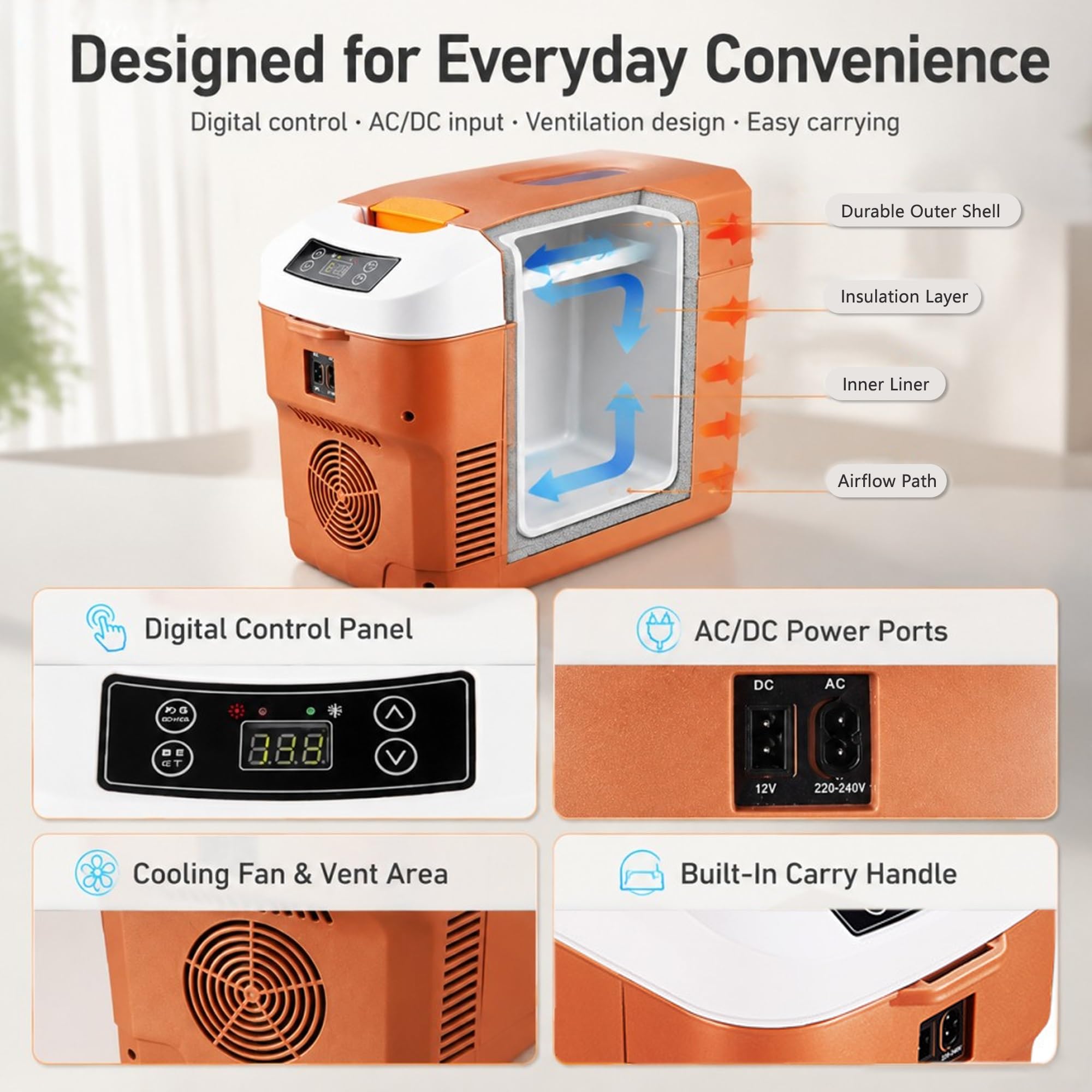 Frigo Portatile 12L 12V/24V, Semiconduttore Freddo Caldo per Camion Casa | 28°C Sotto Ambiente, 65°C Riscaldamento, Controllo Digitale, Antii-vibrazione 45°, Silenzioso per Auto Camion Camper(Black)