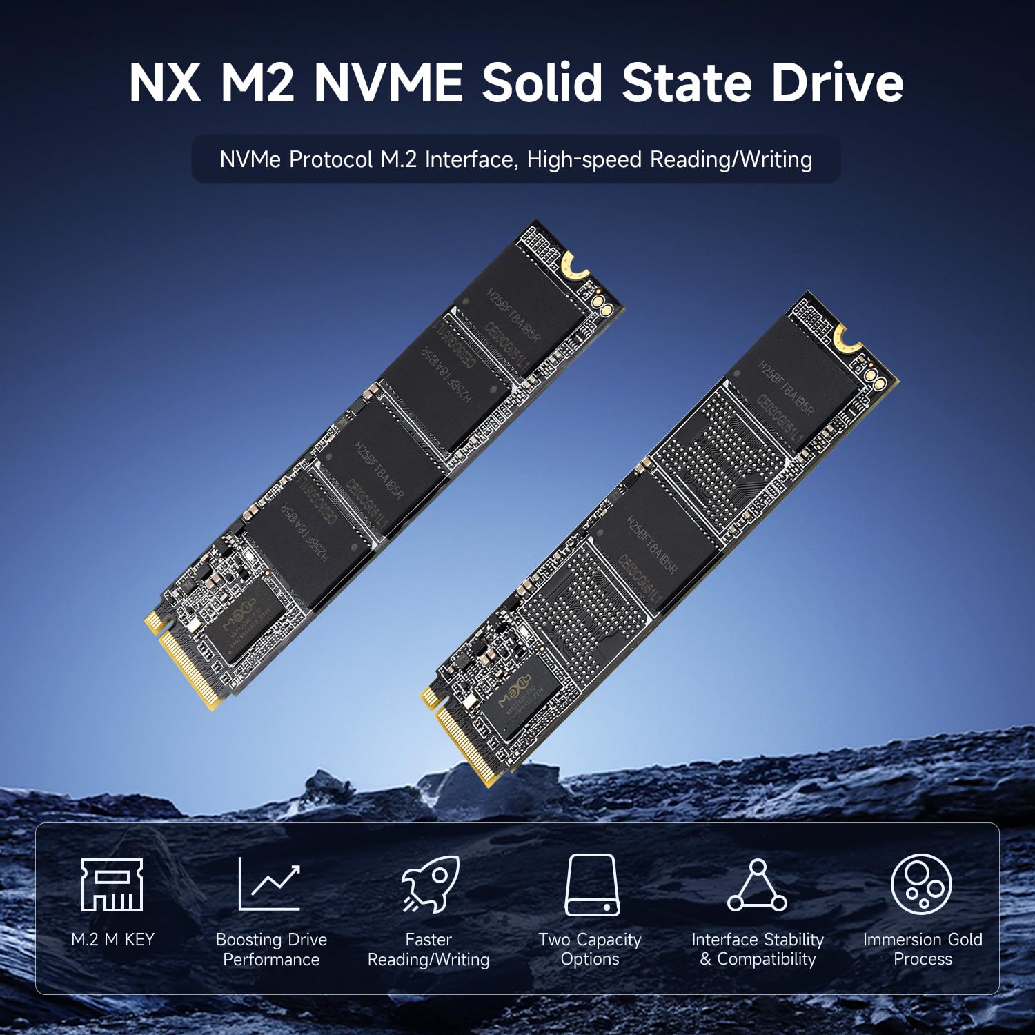 Waveshare NX M2 NVME 2280 256GB High-Speed Solid State Drive, 3D TLC Flash Memory, High-Speed Reading/Writing, NVMe Protocol M.2 Interface -256GB Version