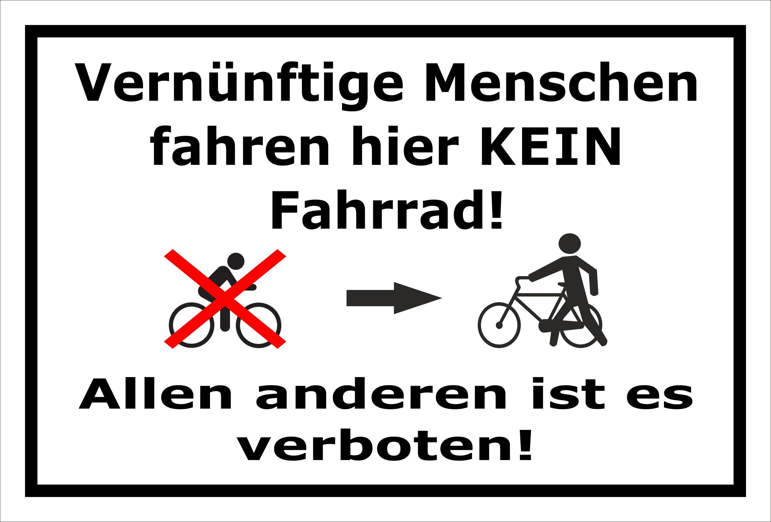 Melis-Folienwerkstatt Schild Fahrrad Fahren verboten – 45x30 cm – Aufkleber – mehrere Größen/Materialien Baumarkt