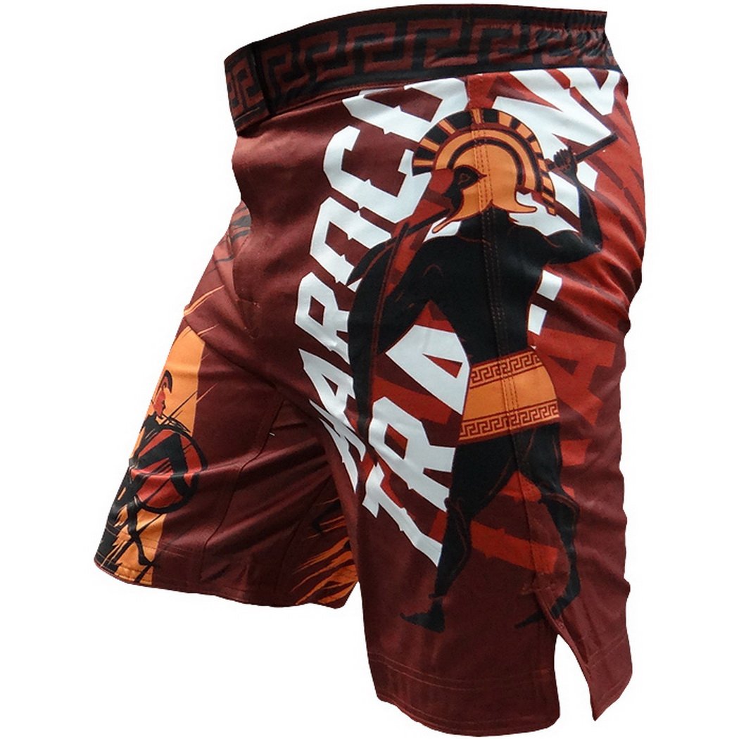 Hardcore Training Fight Shorts Sparta Red Men's Uomo Pantaloncini da Combattimento Arti Marziali MMA BJJ Boxe Muay Thai Grappling Fitness No Gi