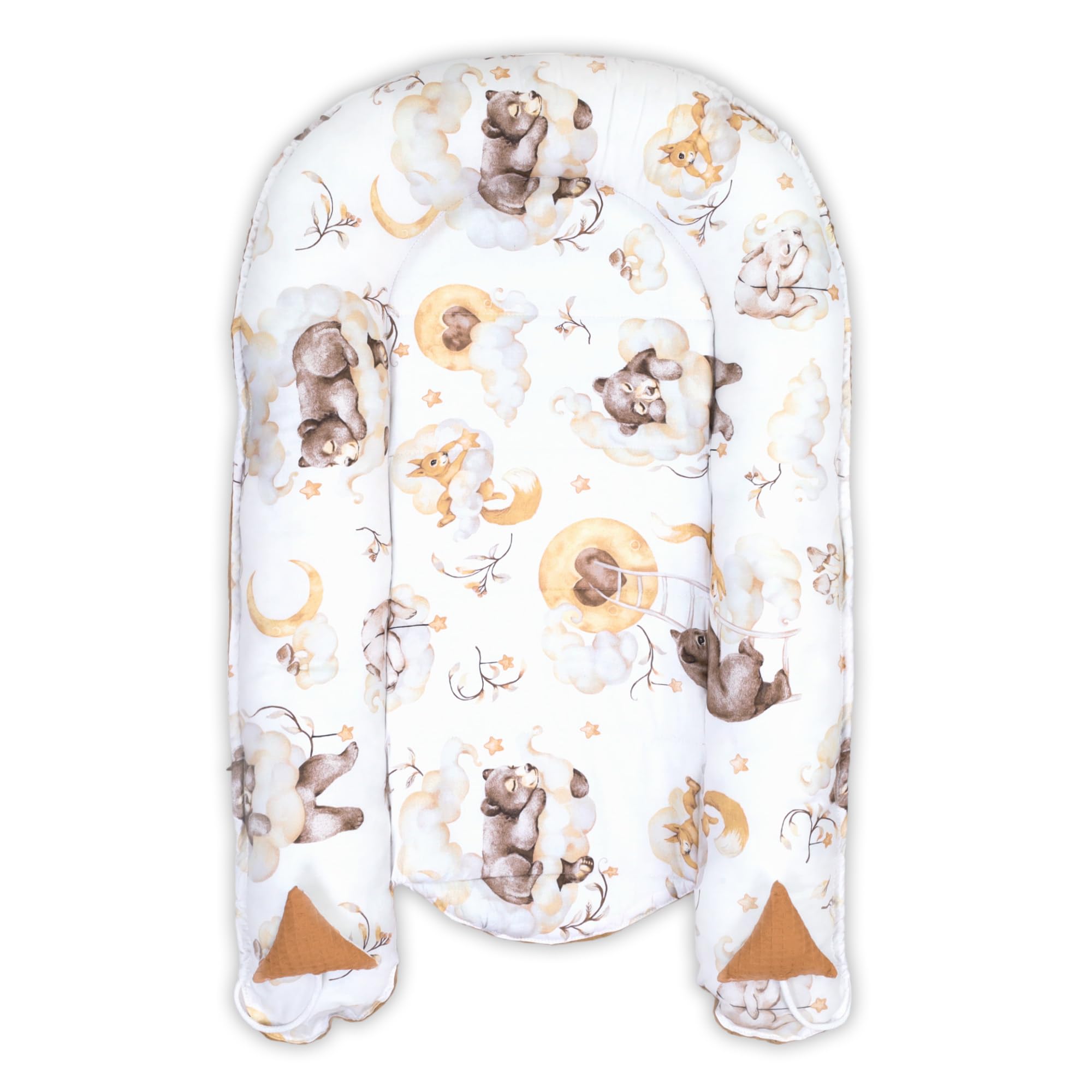 Totsy Baby Nid d'ange pour Nouveau-né 90x50 cm - Cocon Fait à la Main des Deux côtés en Coton Ours Brun
