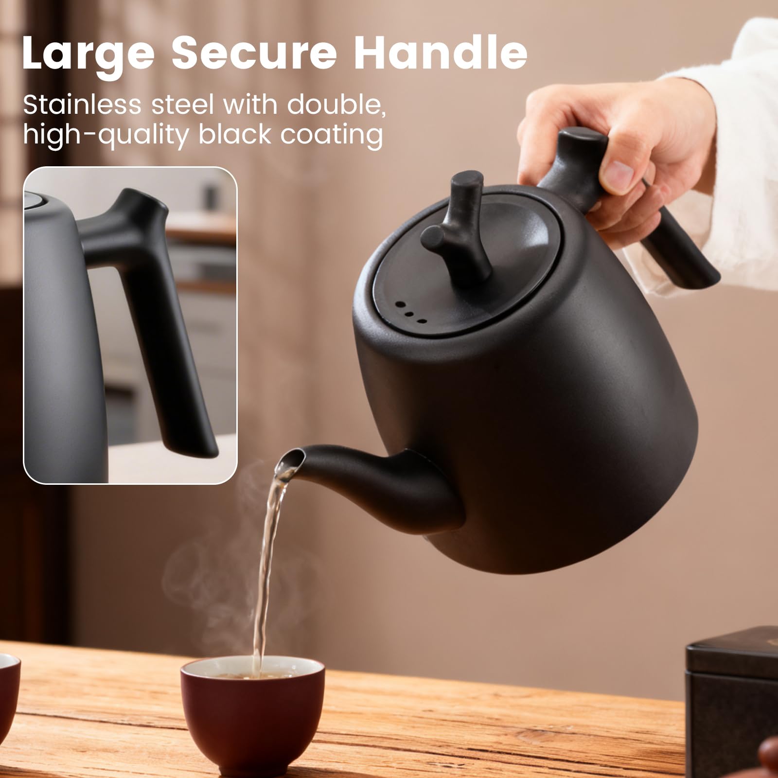 Teiera con Infusore 2 Litri, Teiera Termica, 10-12 Tazze, Teiera in Acciaio Inossidabile a Doppia Parete per Tè Sfuso, Zenzero e Miscele di Erbe