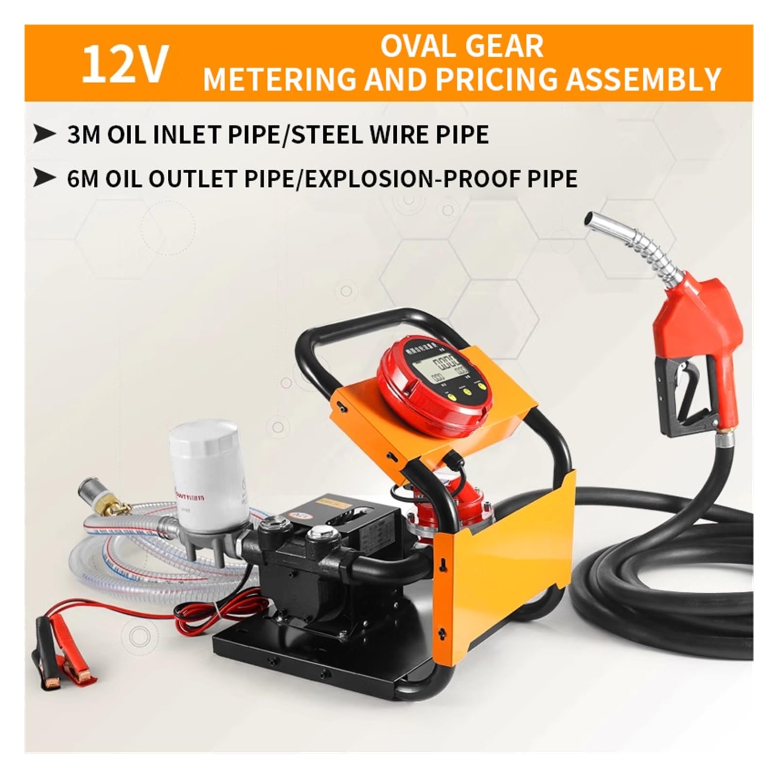 Erogatore di carburante 12V/24V/220, pompa for gasolio a grande portata montata su veicolo, piccolo gruppo di dosaggio e determinazione dei prezzi per olio per trasformatori diesel-cherosene(DC12)