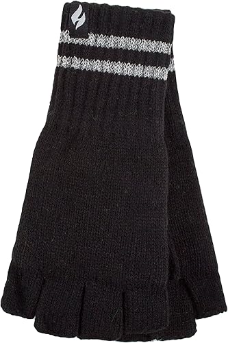 Miniatura 12 de Heat Holders Guantes de trabajo sin dedos para hombre, con aislamiento y acanalados, guantes de trabajo de invierno