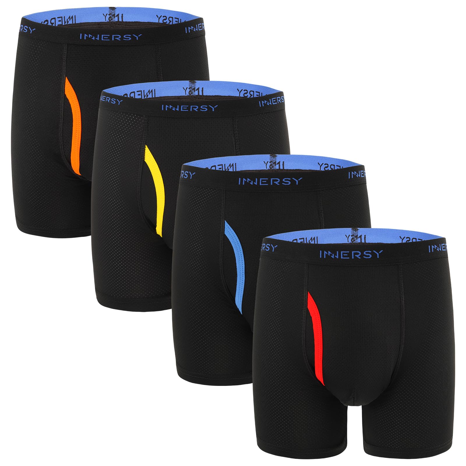 INNERSY Boys' Mesh Underwear Comfort Breathable Boxer Briefs Fly Front for Boys and Teens 6-18 Pack of 4