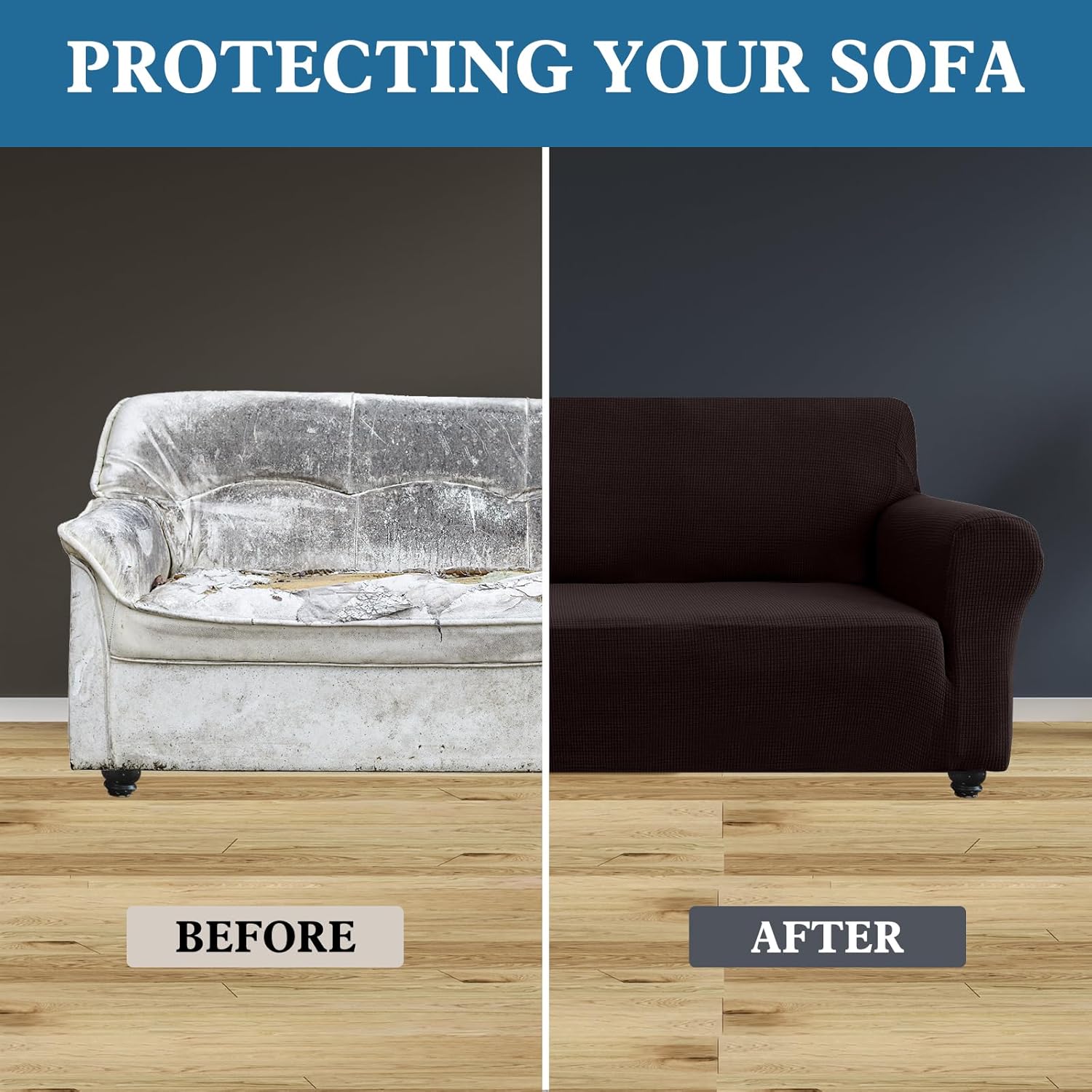 Waterproof Couch Cover for Pets, Dual Layer TPU Sofa Protector 100% Leakproof Dog Proof Stretch Non-Slip Washable Furniture Covers for Pets, Dogs, Cats and Kids (Chair,Chocolate)