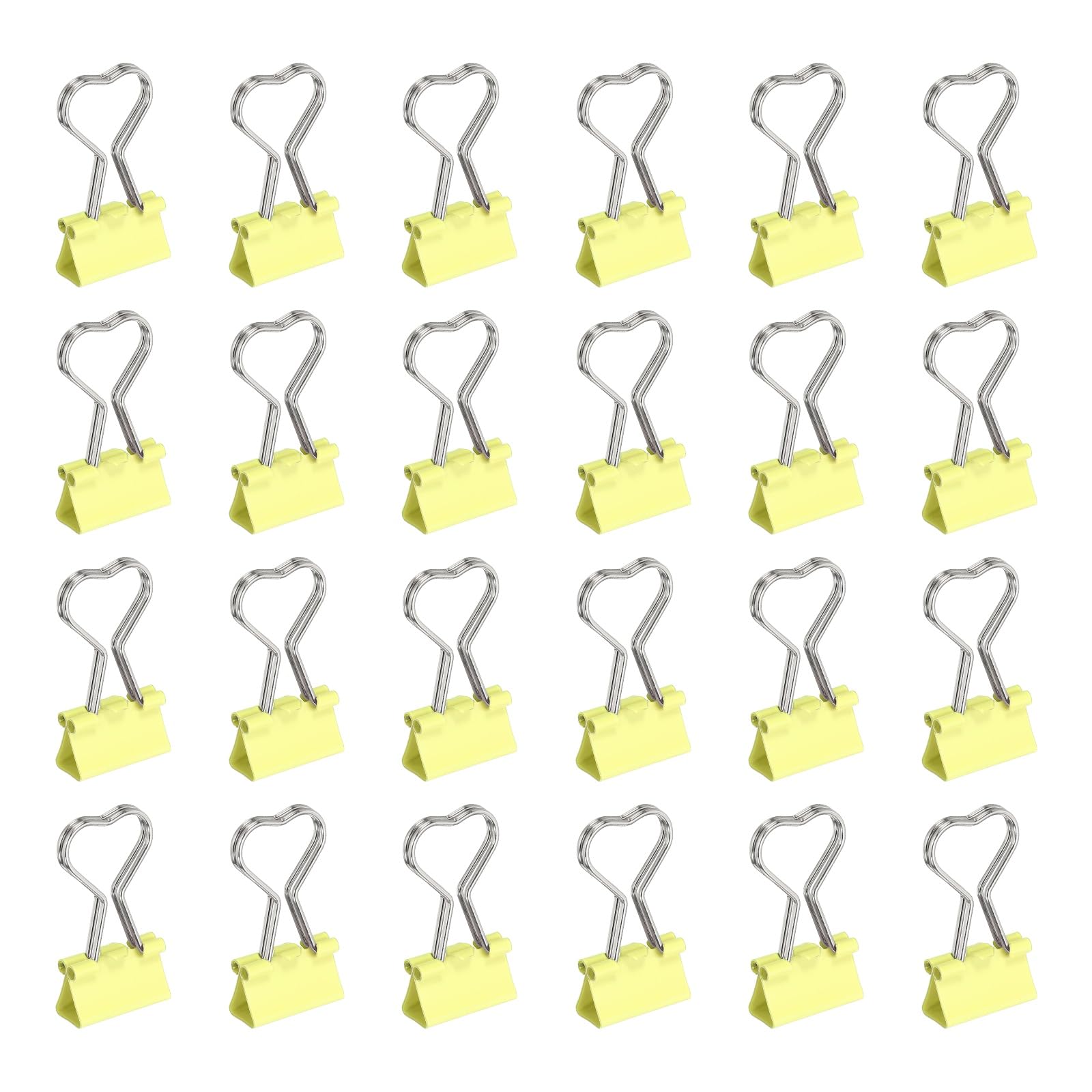 PATIKIL 24Pcs Small Binder Clips, Heart Shape Cute Binder Clips Paper Clamps Bulk for Paper Bookmarks Planner Notes Letter Journals Office Supplies Bags Crafts, Yellow