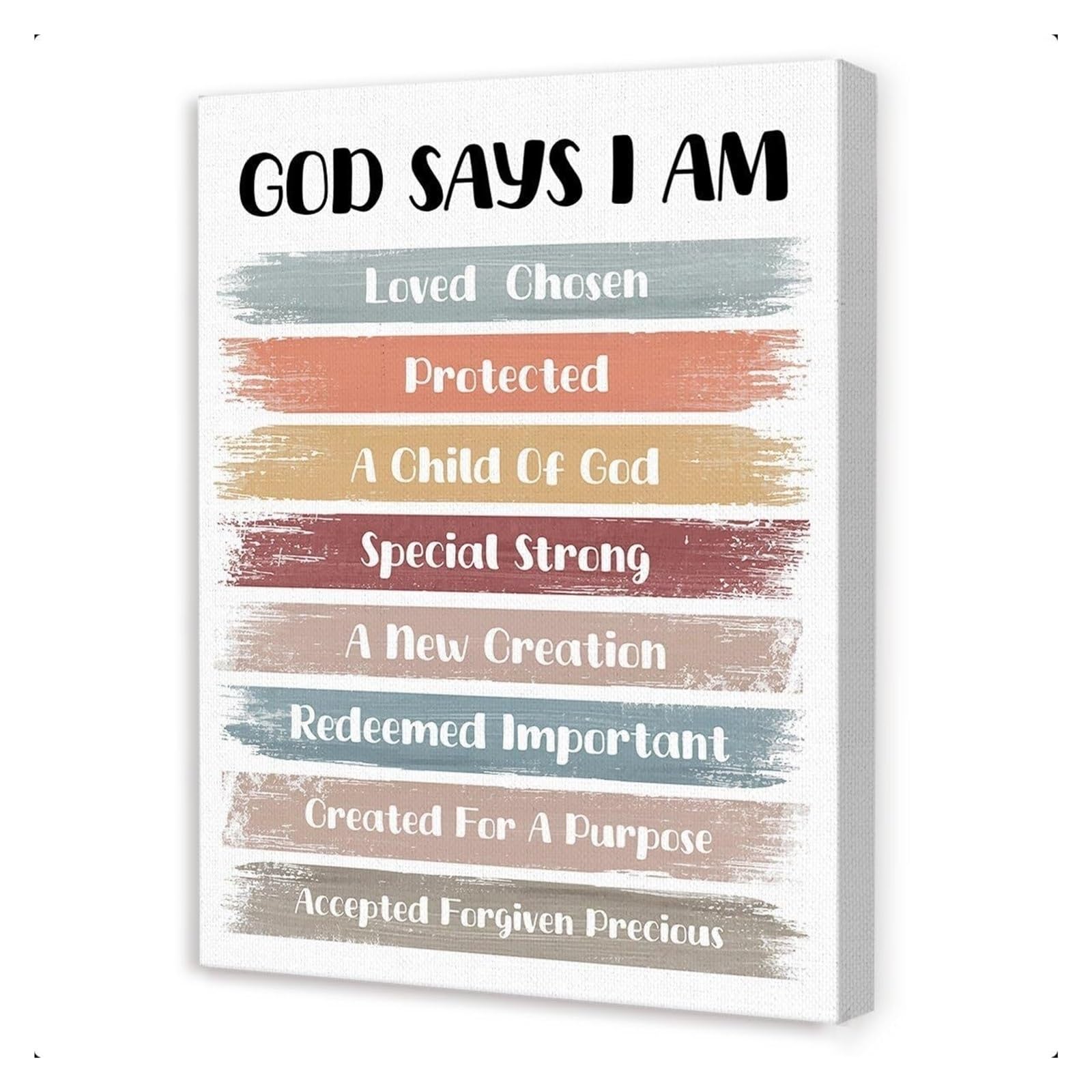 LLBOGRGGN Biblical Affirmations Wall-Art for God Says I Am Loved Christian Canvas Nursery Sunday School Decor(Unframed,08x12inch(20x30cm))