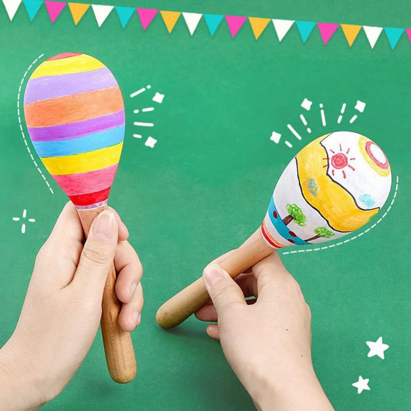 20 Piezas de Sonajeros de Percusión Manual de Maracas de Madera DIY con Sonido Nítido para Recuerdos de Fiestas Musicales