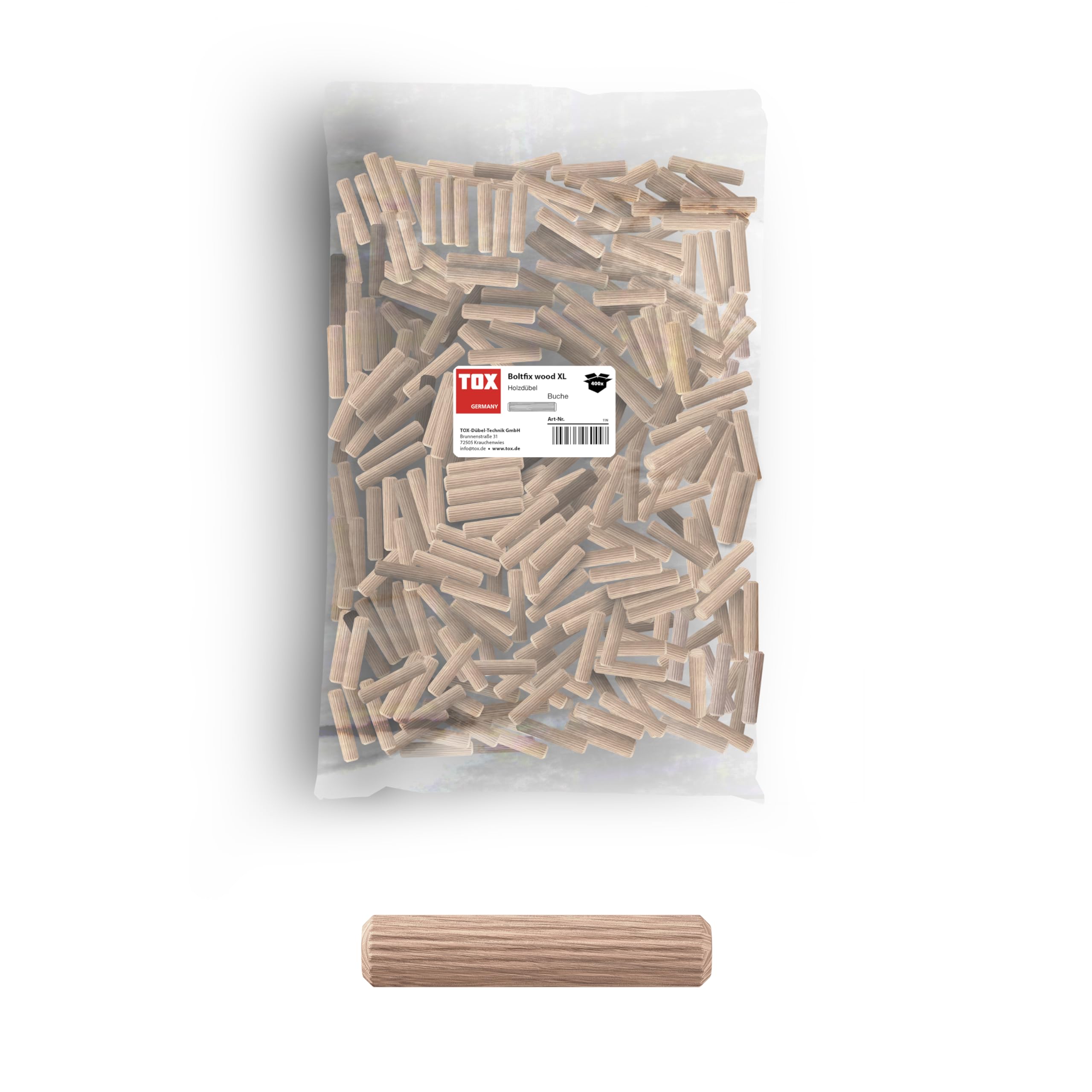 TOX kołek drewniany Boltfix wood XL 8x40 mm, niezawodne połączenie elementów drewnianych z doskonałym mocowaniem, odpowiedni do mebli i profili narożnych, 500 sztuk w opakowaniu zbiorczym, 015600141