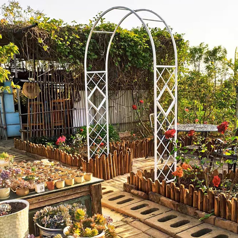 Generico Biały łuk ogrodowy francuski styl pergola ze stali ocynkowanej łuk kratownica dekoracja imprezowa szerokość 140/200/260/300/340 cm łatwy montaż