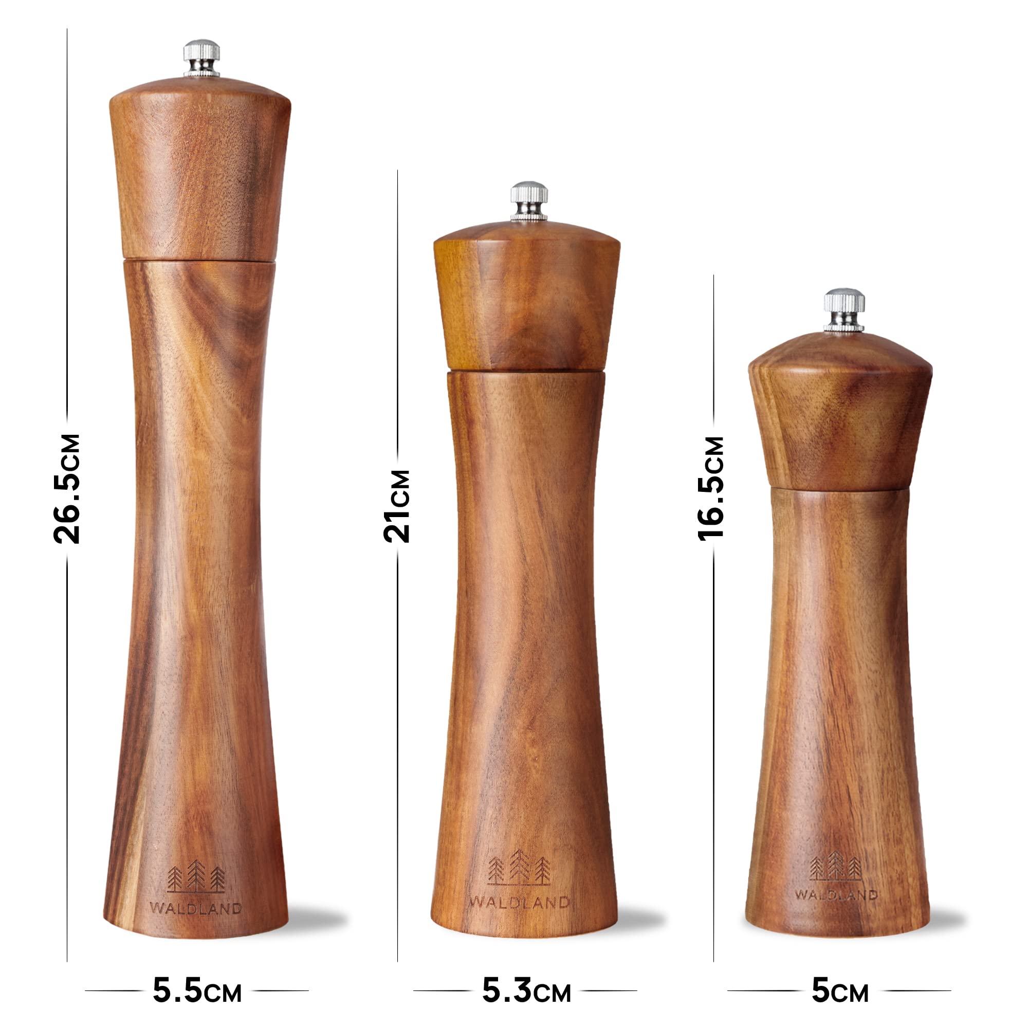 Salz Und Pfeffermühlen Set Aus Holz - Premium Gewürzmühlen Mit Untersetzer