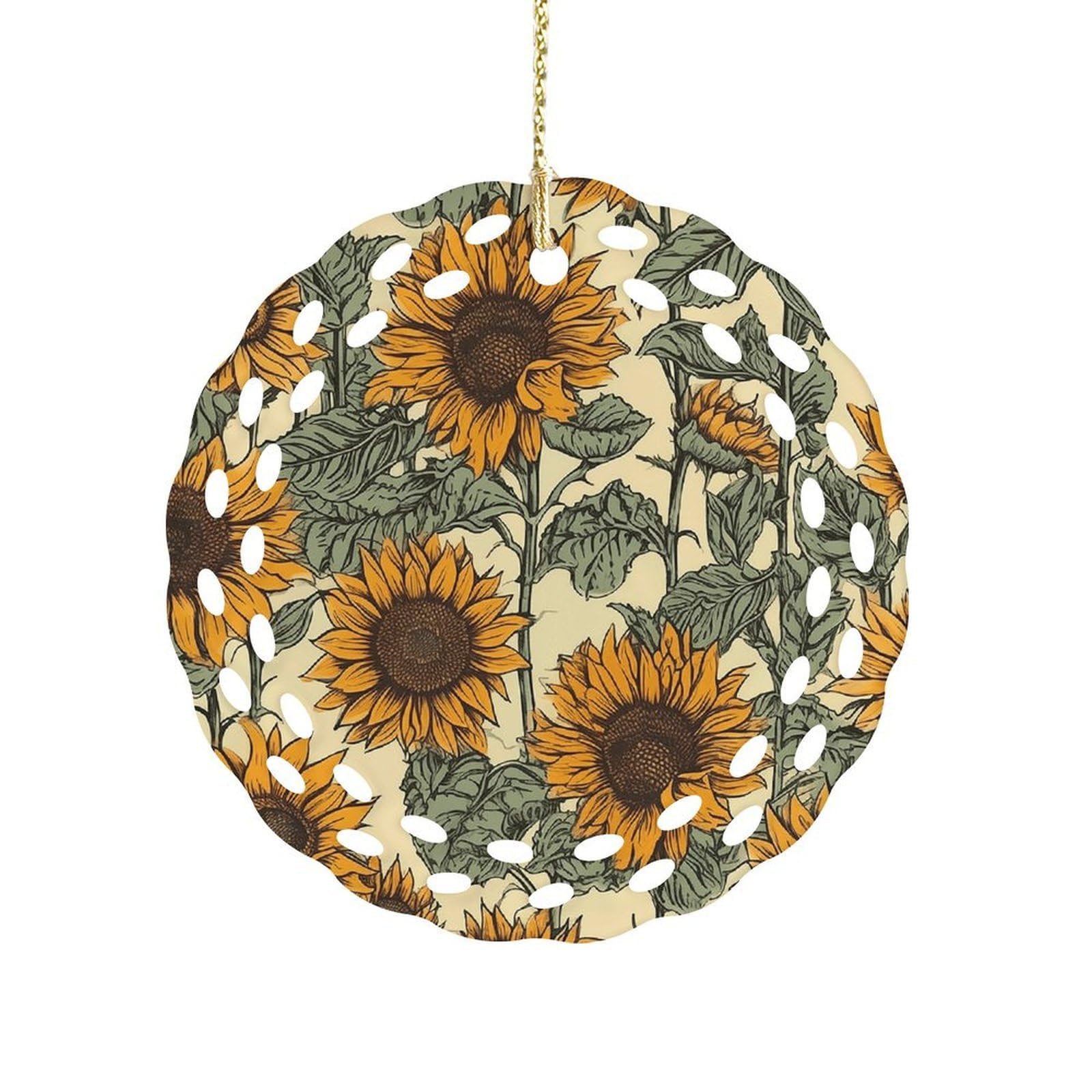 Wsoihfec Women's Style Romantic Sunflowers Hanging Ornament 3 Inch Round,1-Pack,Xmas Decor -Two-Sided Printed,Friend Ornament Gifts For Friends Coworker Sisters