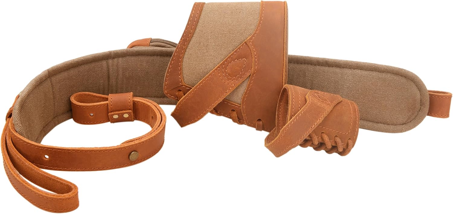 WAYNE'S DOG Canvas Leather Gun Buttstock Recoil Pad with Rifle Sling Straps, No Drill Your Gun