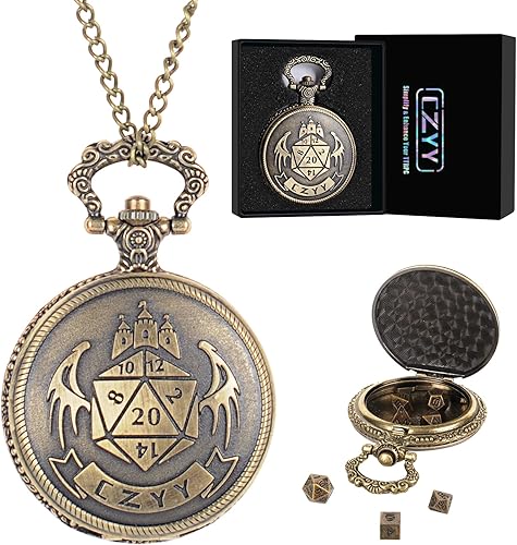 Miniatura 1 de DND - Juego de dados micropoliédricos de 0236in con funda de reloj de bolsillo perfecto para mazmorras y dragones juegos de mesa y cartas bronce