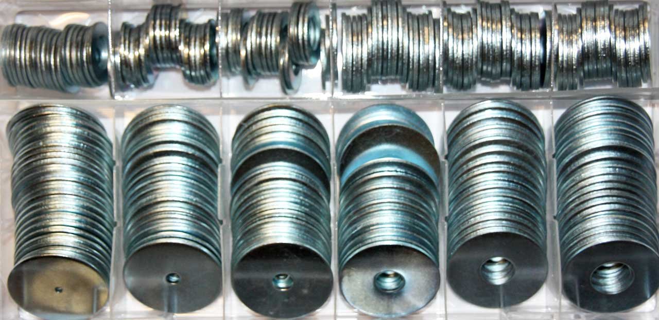 Lot de 240 rondelles galvanisées - Différentes tailles M2 M4 M6 M8 M10 M12 - Dans une boîte de rangement réutilisable