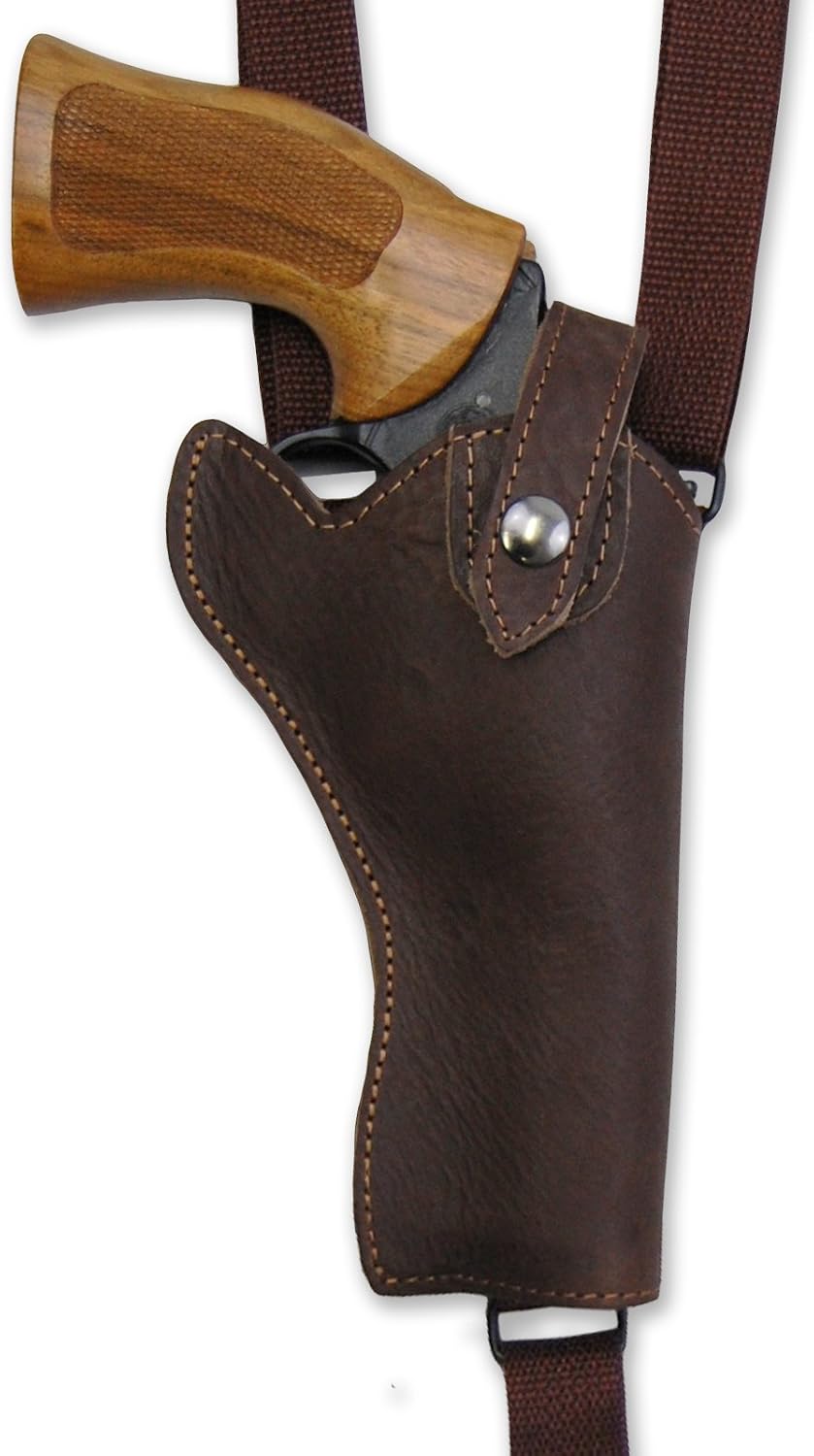New Barsony Brown Leather Cross Harness Vertical Shoulder Holster for 4" 38 357 44 Revolvers