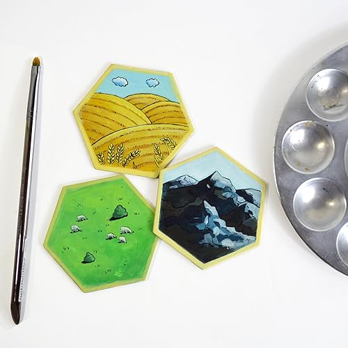 Miniatura 7 de Apostrophe Games Azulejos hexagonales de juego de mesa – 20 piezas grandes de mesa de juego – Juego de mesa en blanco, mismo tamaño que los colonos