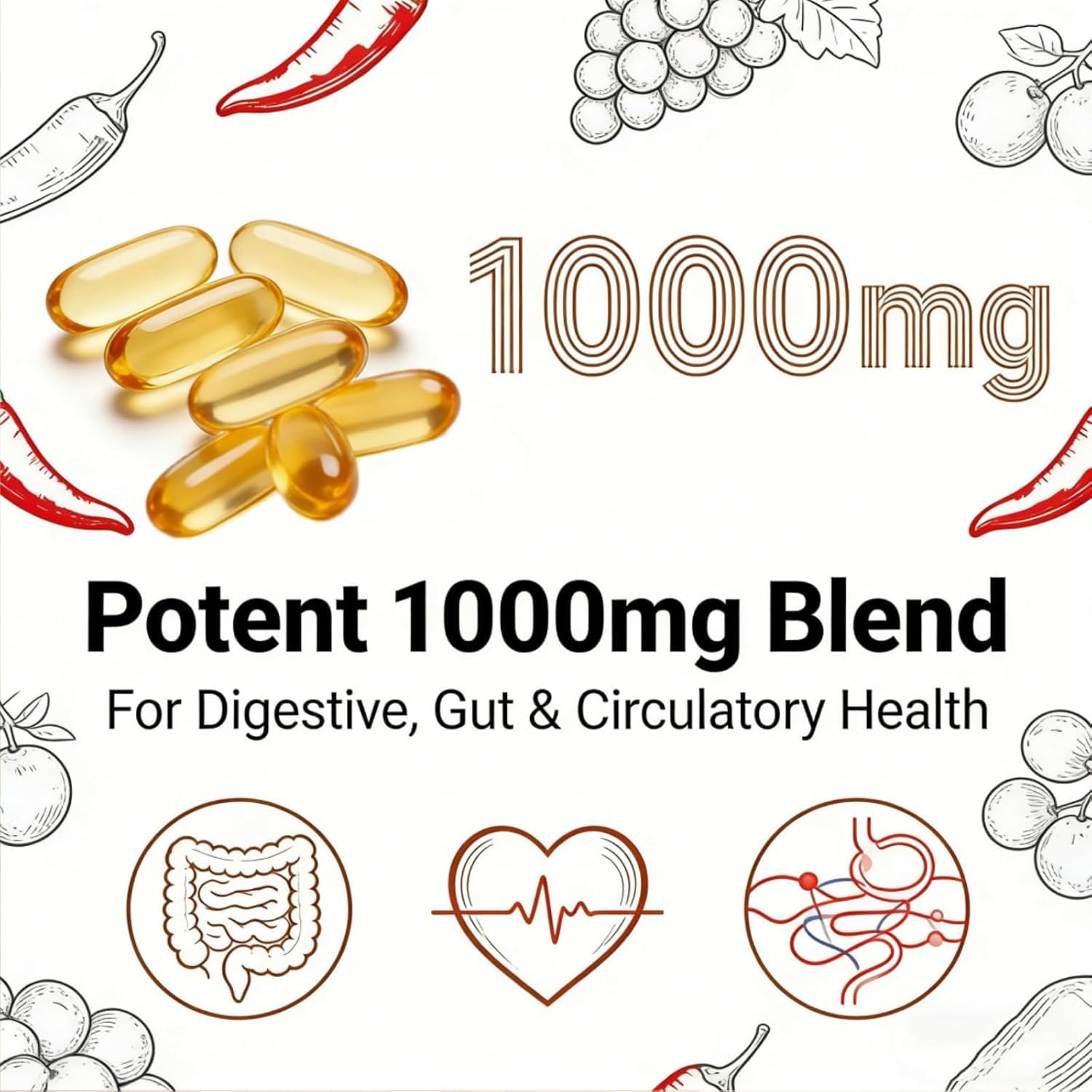 Capsaicin Softgels,aurivita Capsaicin Power,with Vitamin E, D3+K2, Grape Seed, Hawthorn, Beet Root & Berberine Extracts -240 Capsules — Amazon image 3