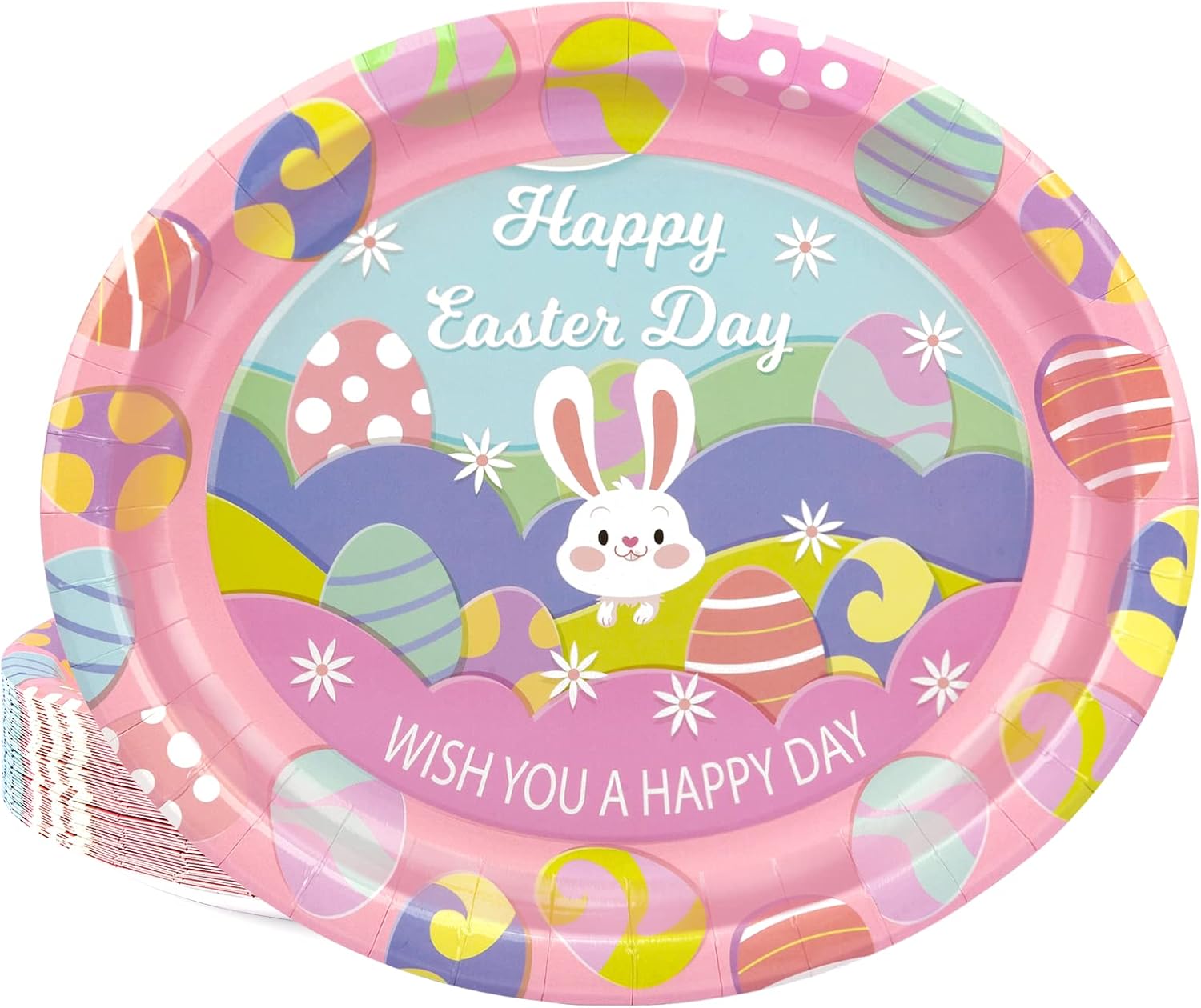 50PCS Easter Plates 10x12in Disposable Party Paper Plates