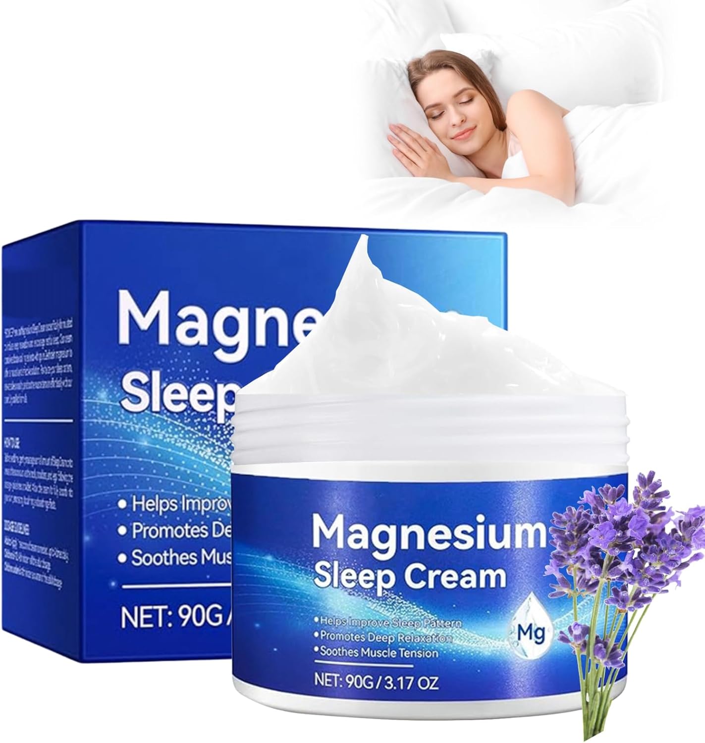 Soothing Muscle & Body Pressure Magnesium Cream – Magnesium Sleep Body Cream – Magnesium Cream for Sleep – Organics Magnesium Balm with Magnesium, Vitamin E,Lavender Oil,Almond Oil – Magnesium Butter