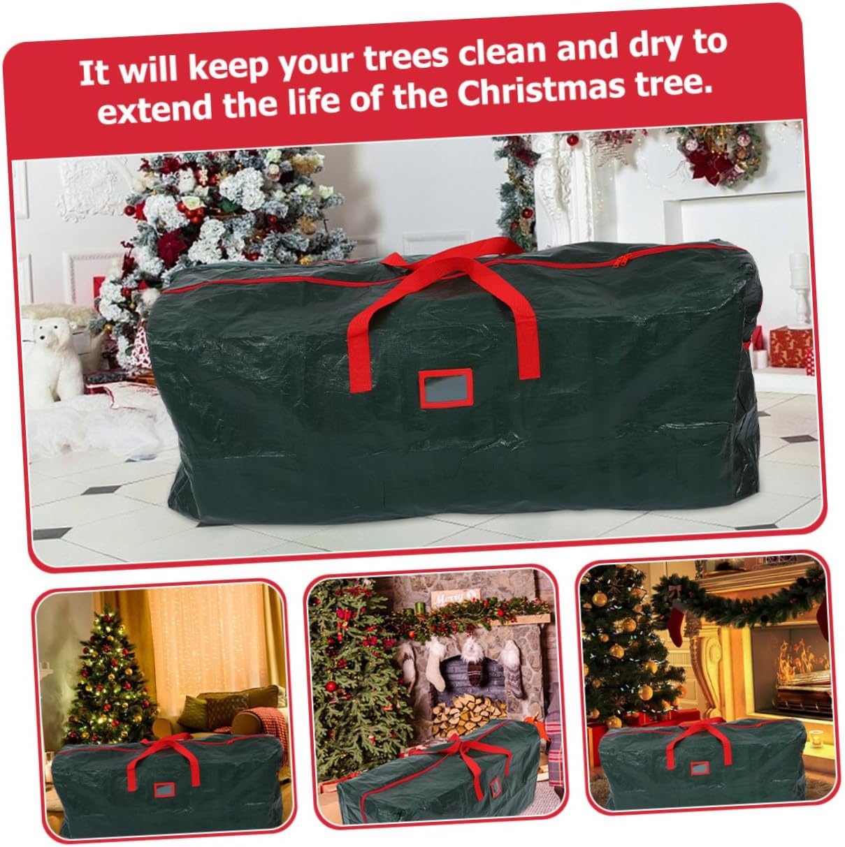 Christmas Tree Storage Bag Waterproof Zippered Household Xmas Tree Container with Handles 165x38x76cm Dustproof Organizer and Holiday Décor