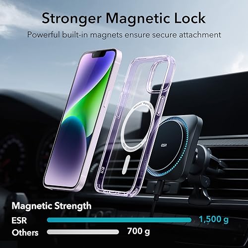 Vista 403 de ESR Funda para iPhone 15 Pro Max, compatible con MagSafe, de grado militar, negro transparente