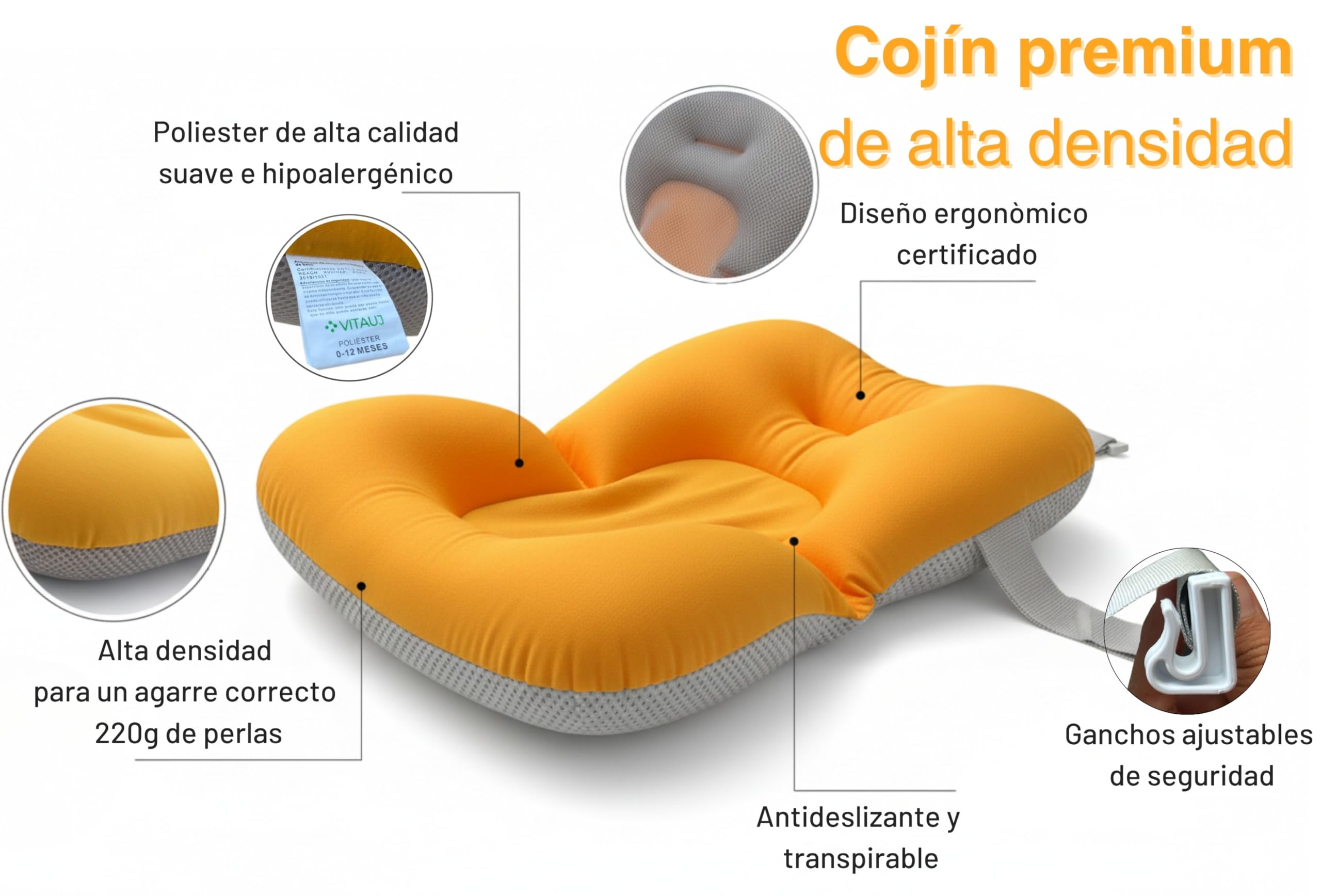 Bañera Plegable Bebé 0–36 Meses con Cojín Antideslizante, Termómetro sin Cables y Juguete | Grande, Segura y Compacta