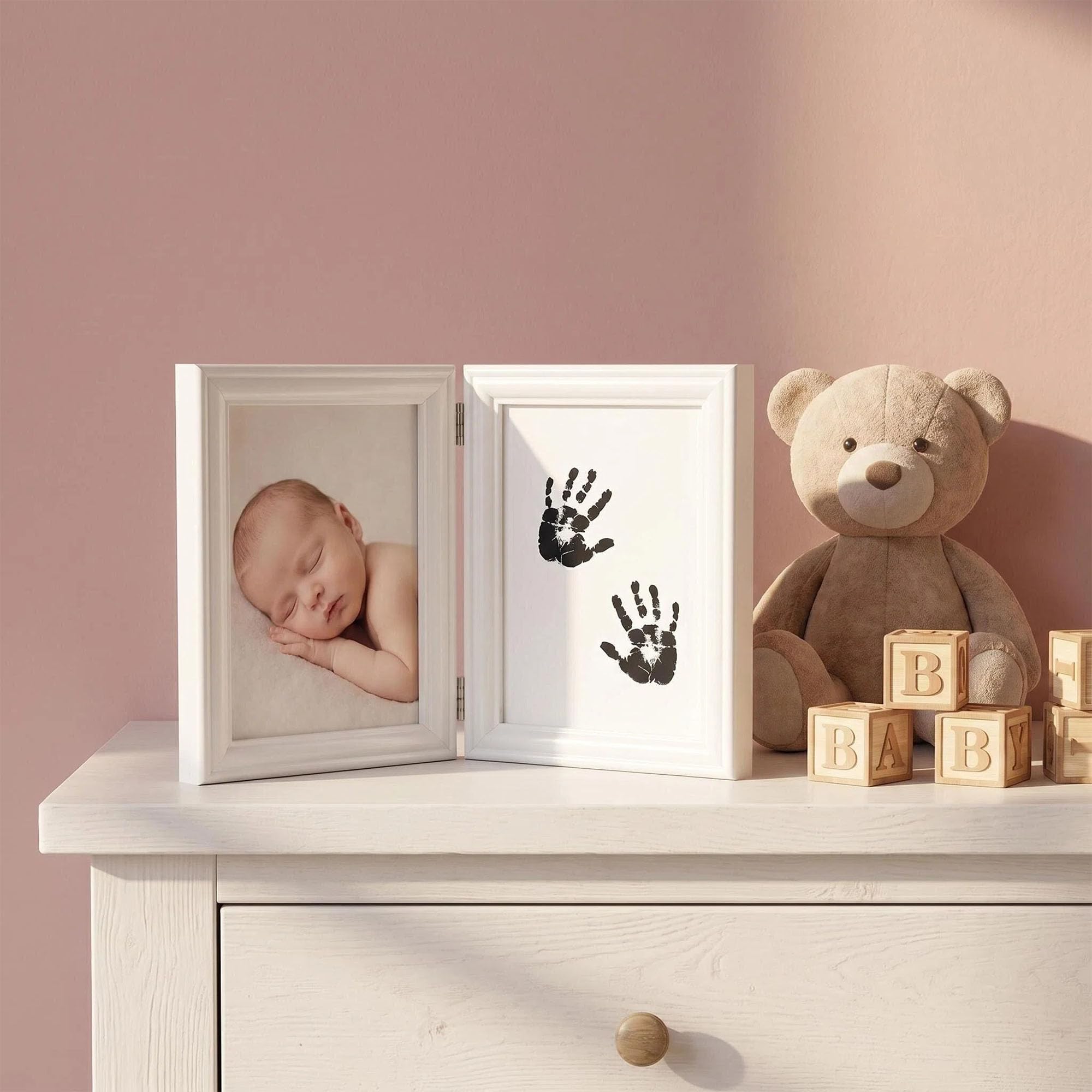 Kit Empreinte Bébé 2pces Pieds et Mains Clean Touch Cadre Photo Souvenirs Noir