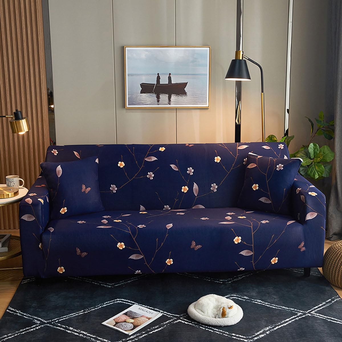High Stretch Sofa Cover 1 2 3 4 Seater Super Soft Sofa Slipcover Printed Spandex Couch Cover Universal Fitted Sofa Slipcover Washable Elastic Fabric Furniture (Size:2 Seater(145-185cm),Color:b 'G'> g)