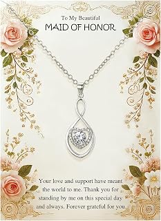 Maid of Honor Gifts, Silver Infinity Heart Necklace for Women, N18B