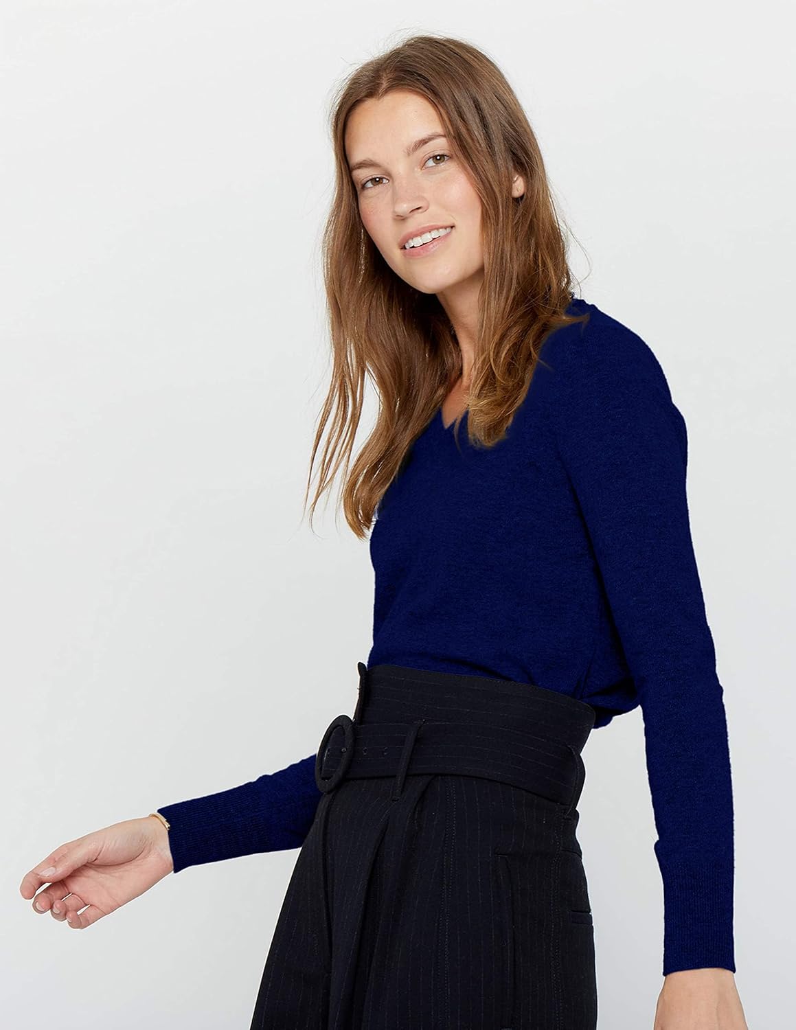 State Cashmere Women’s Essential V-Neck Sweater 100% Pure Cashmere Classic Long Sleeve Pullover - Image 5