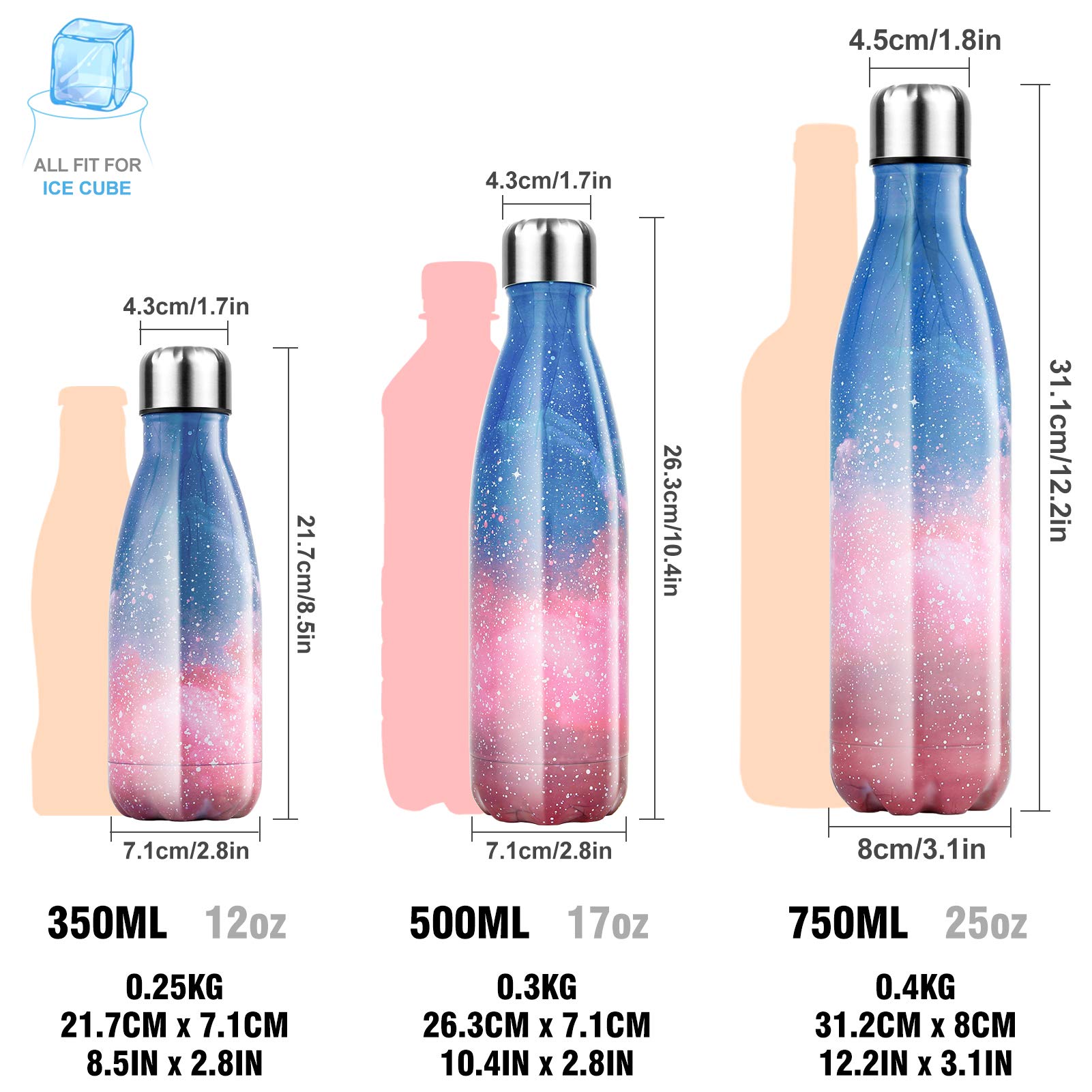 Termo de acero inoxidable – 350/500/750 ml, botella de agua aislada a prueba de fugas de doble pared, sin BPA, termo para niños, correr, ciclismo, camping, trabajo — view 2