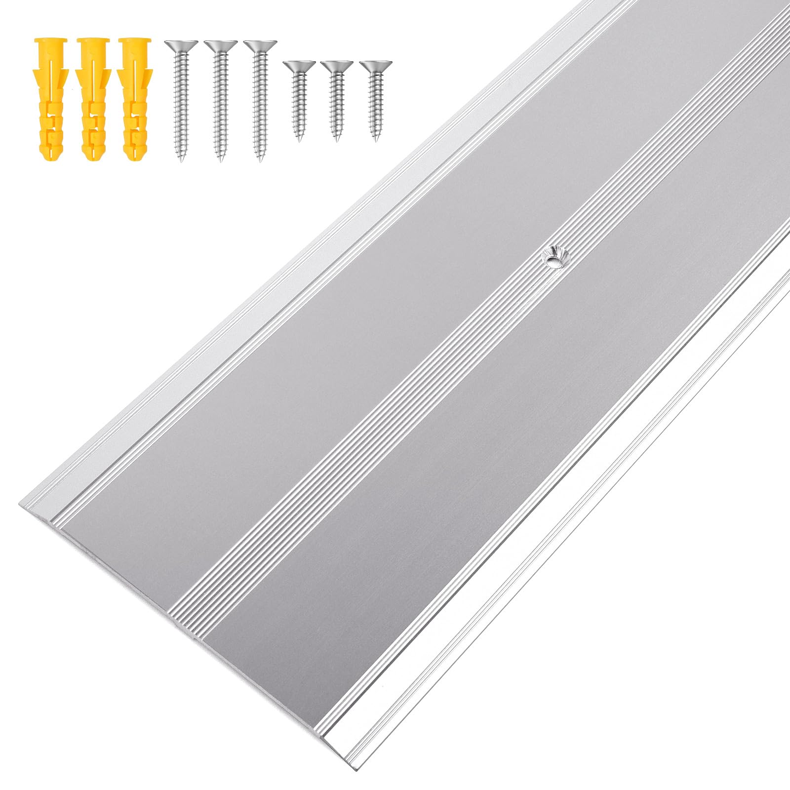 Jiekayi Aluminum Metal Door Threshold, Floor Transition Strip, 36'' L x 4'' W x 0.1'' H, Flat-Profile Threshold, Flooring Gaps Carpet Vinyl Wood,
