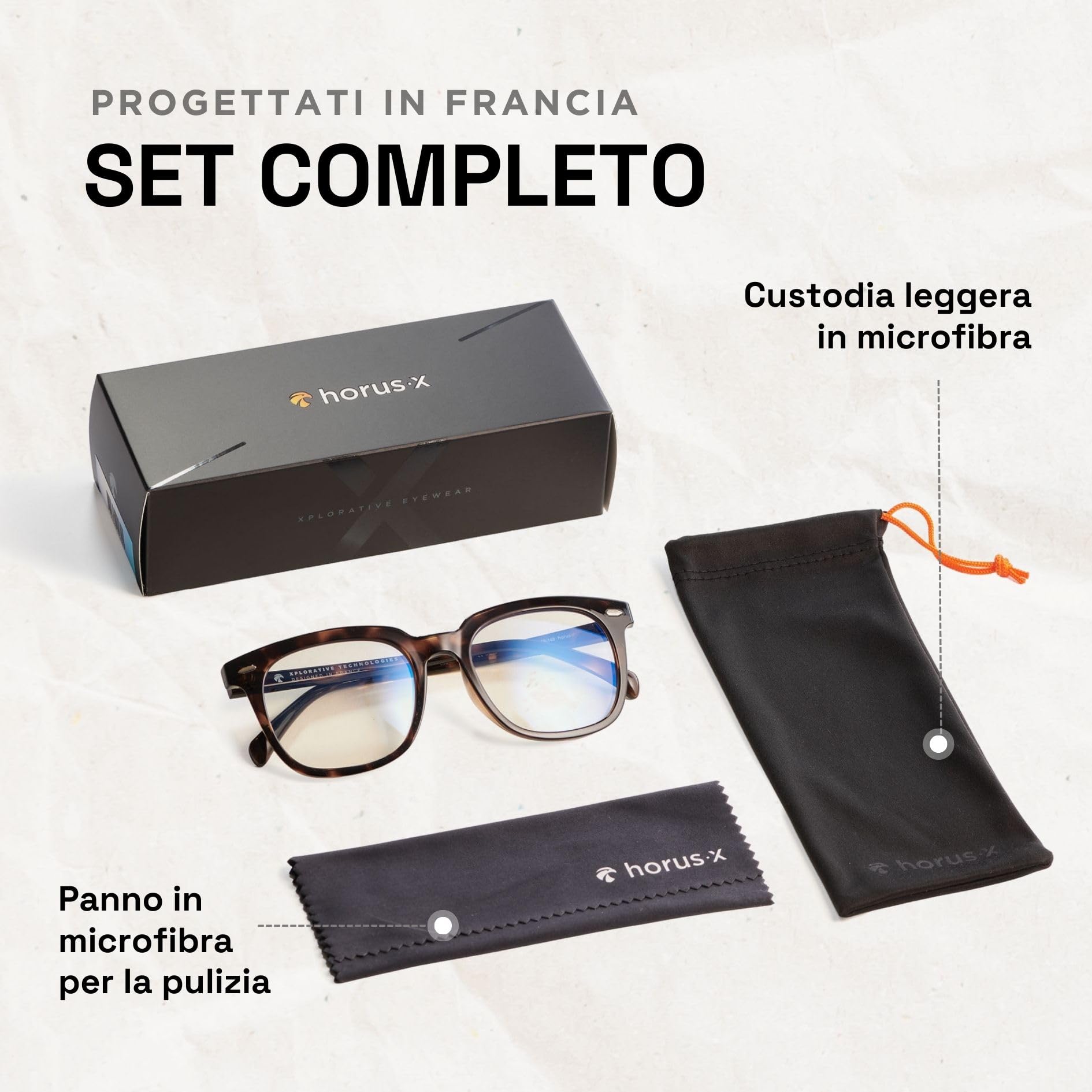 Horus X • Occhiali Luce Blu Donna | Eleganti Occhiali Anti Luce Blu 100% Filtranti | Occhiali per Computer Anti-Affaticamento & Anti-Stress Visivo da Schermo